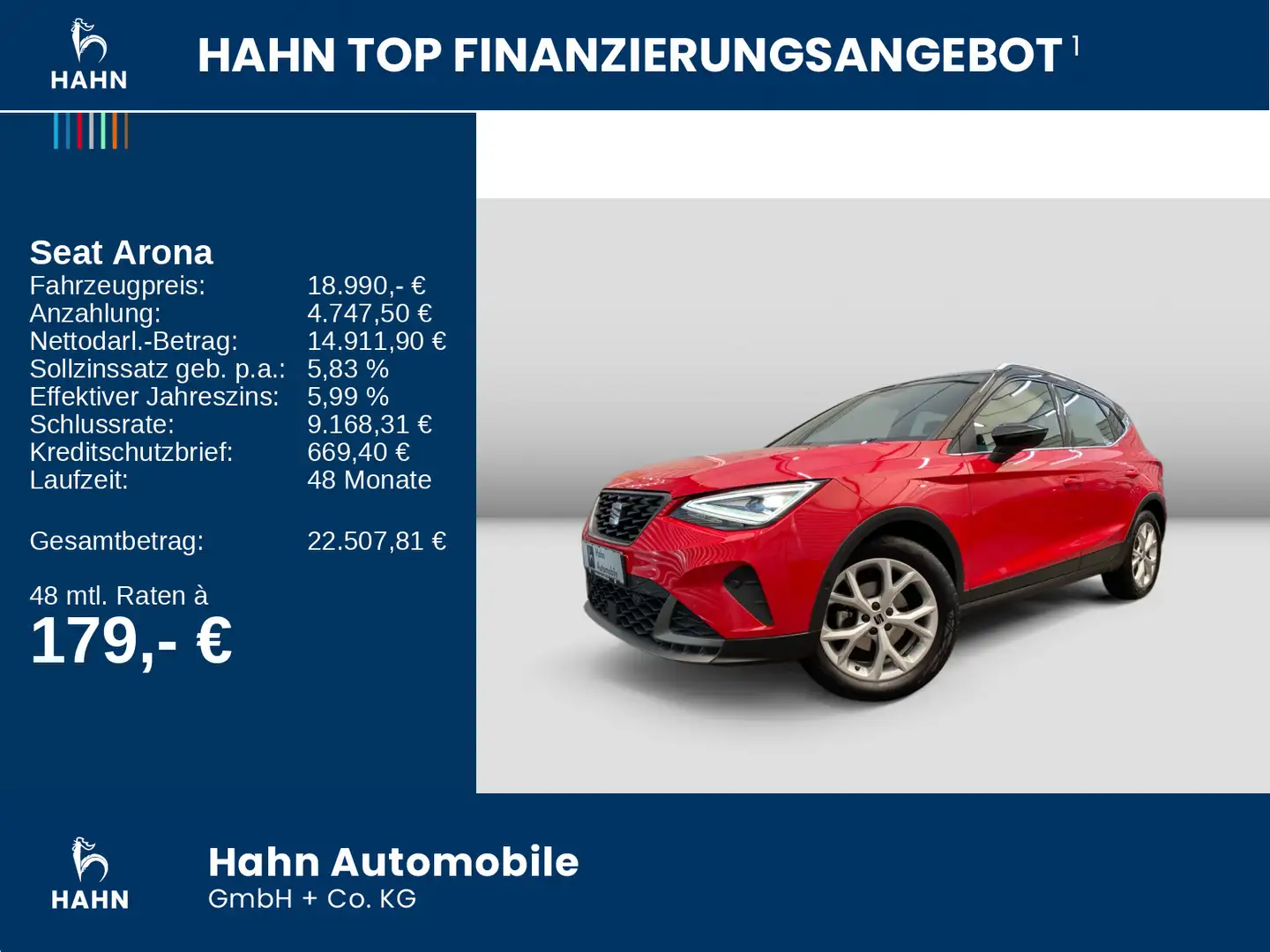 SEAT Arona 1.0TSI FR LED Navi APP Sitzh CAM GRA DAB Rot - 2