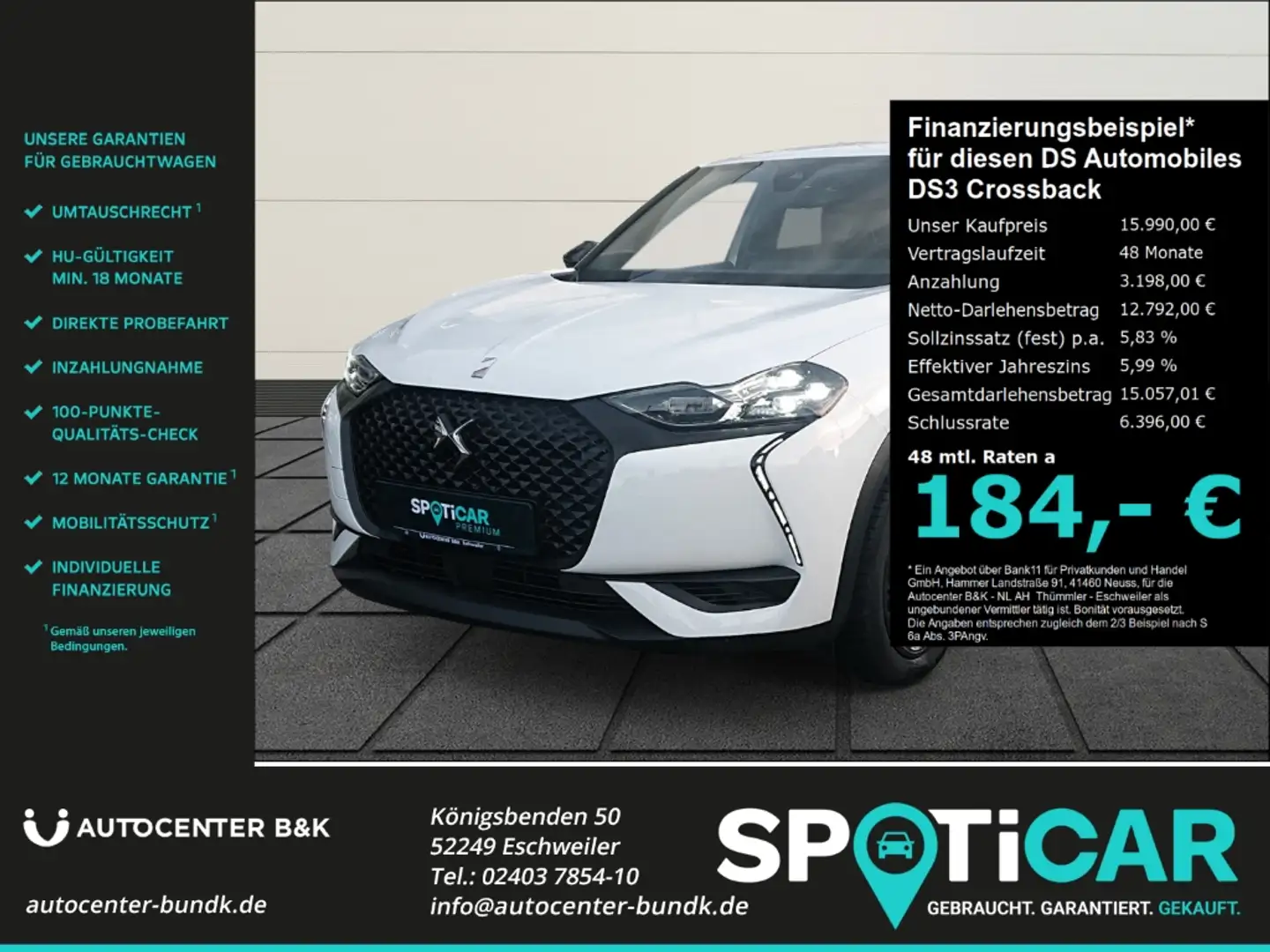 DS Automobiles DS 3 Crossback E-TENSE PERFORMANCE LINE+ Navi PDC Keyless Weiß - 1