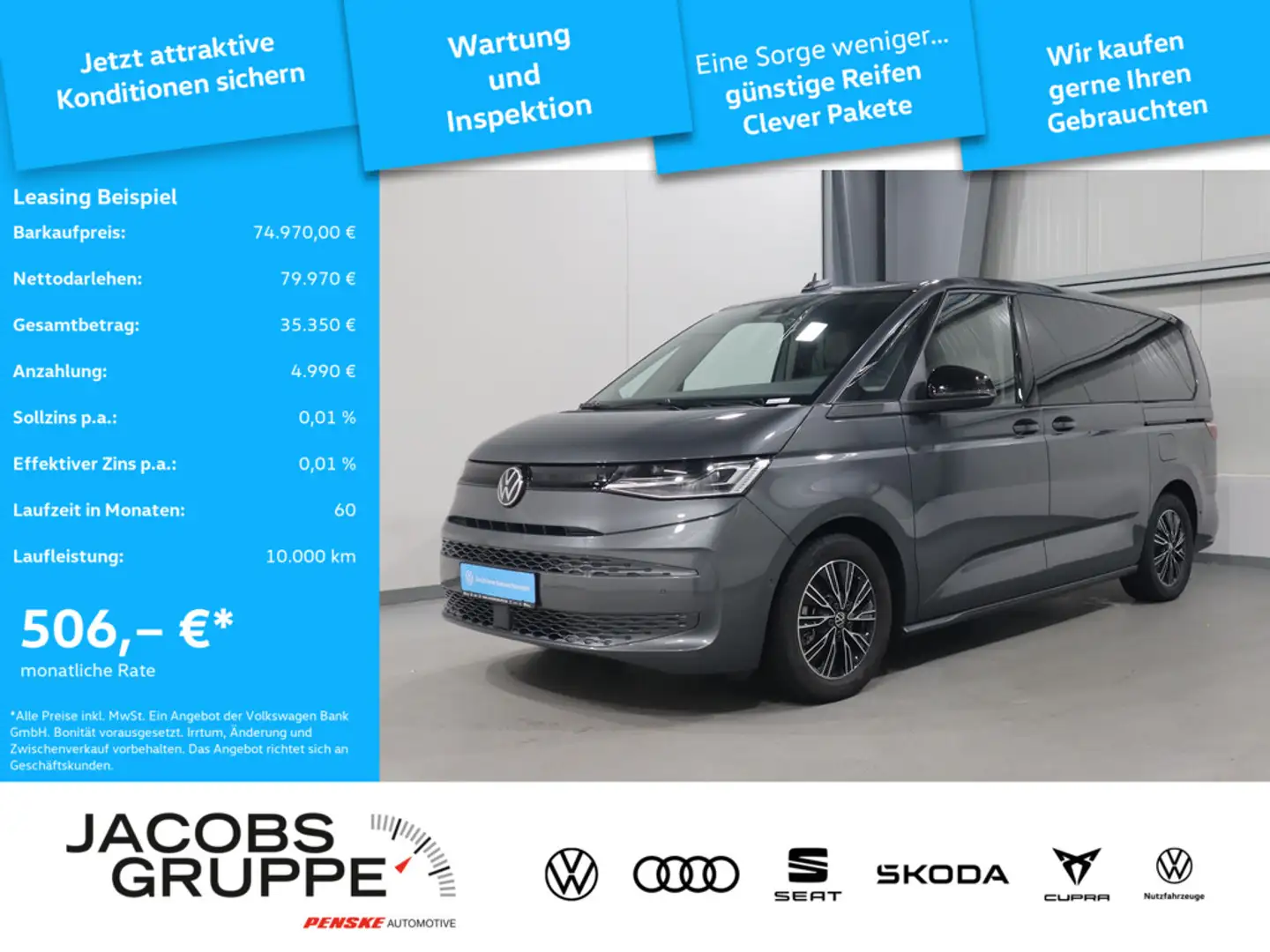 Volkswagen T7 Multivan 1,5 l 130 kW eHybrid 4MOTION 4MOTION 6-Gang-DSG Radst. 31 Grau - 1