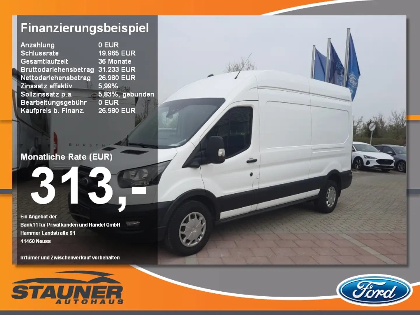 Ford Transit Kasten 350 L3 Trend Sync 4 Kamera Navi SHZ Blanco - 1