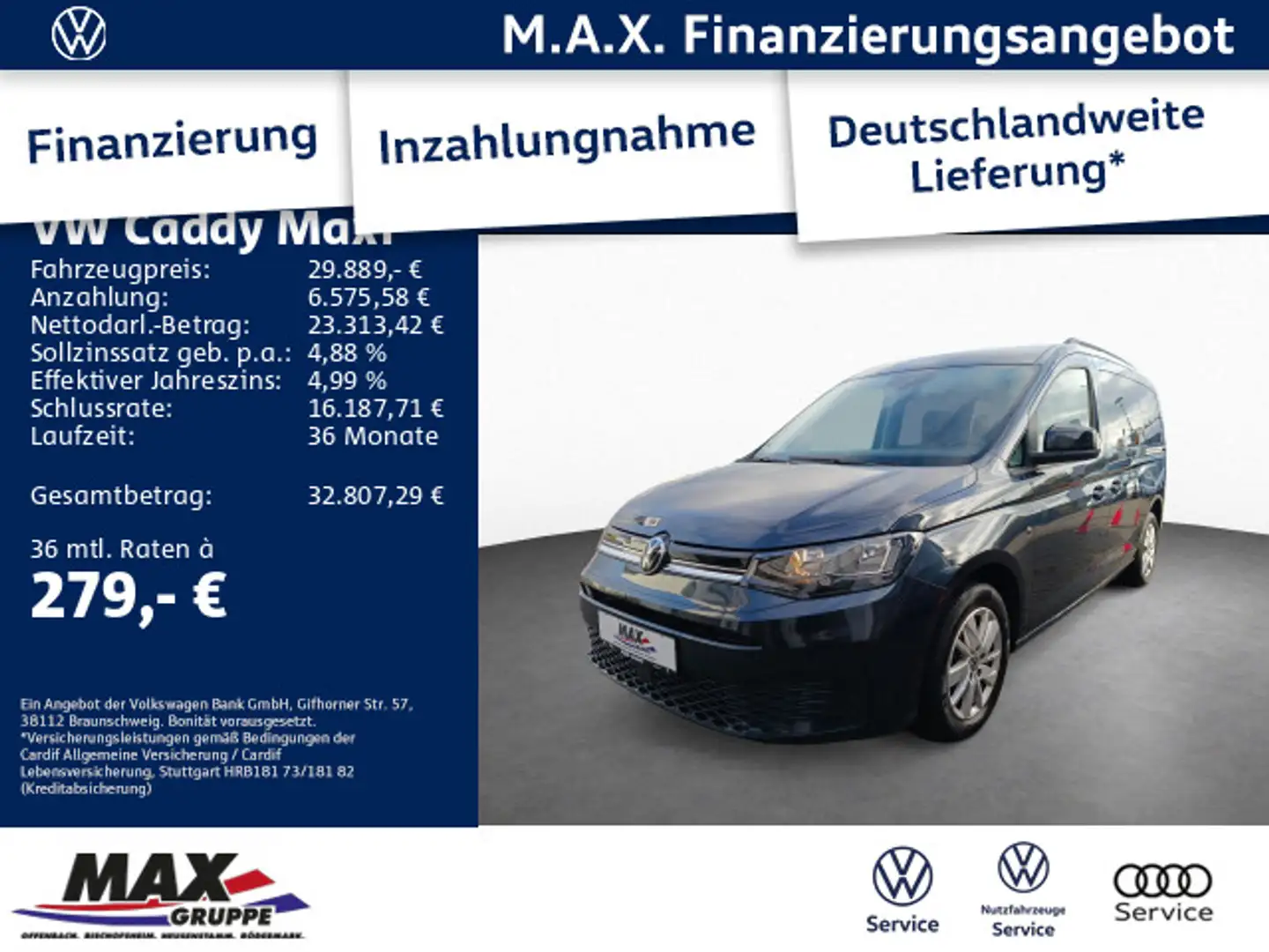 Volkswagen Caddy 1.5 TSI LIFE 7 SITZE+LED+NAVI+DCP+LAN Azul - 1