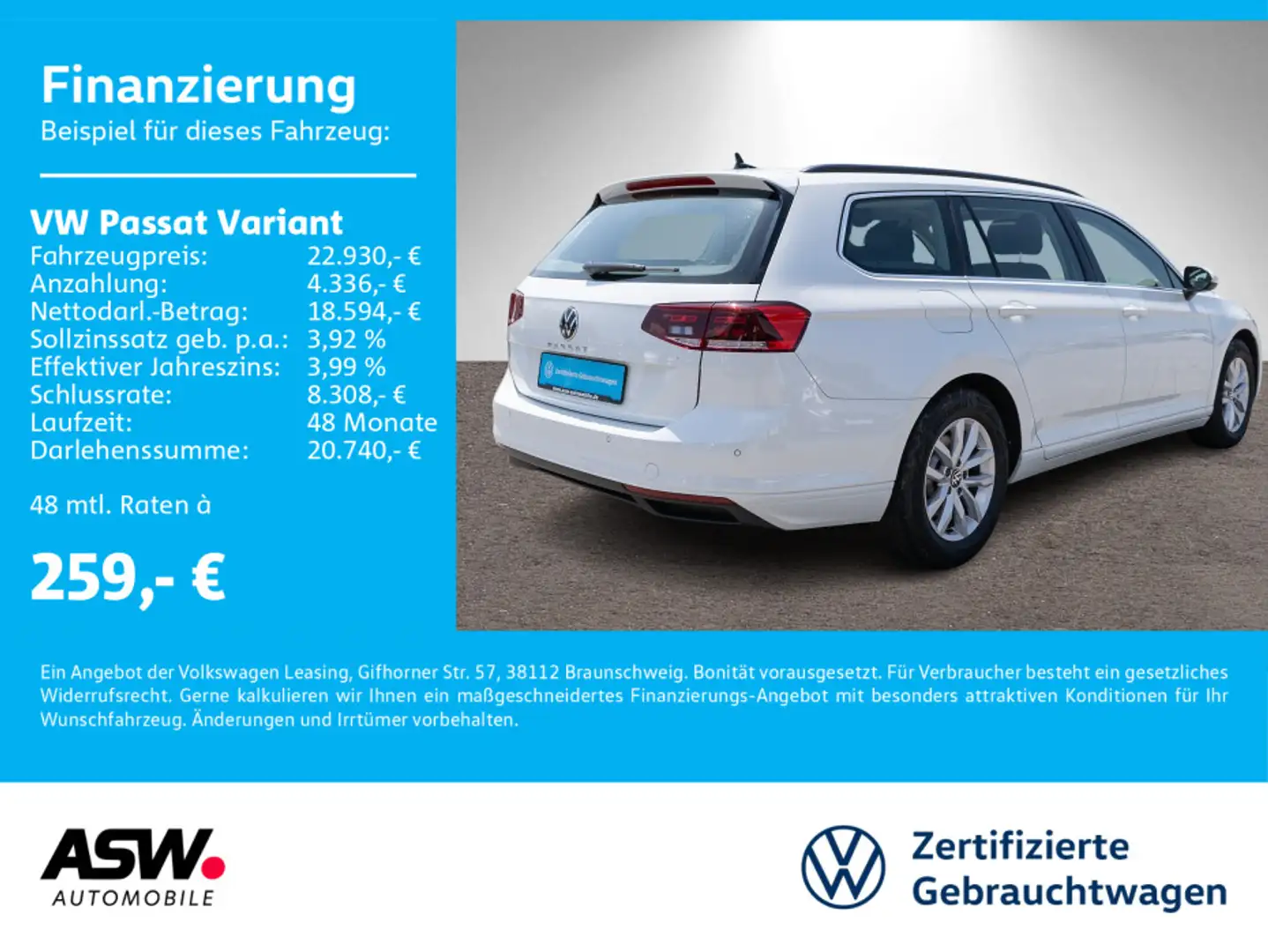Volkswagen Passat Variant Business 2.0 TDI DSG LED Pano AHK Blanc - 1