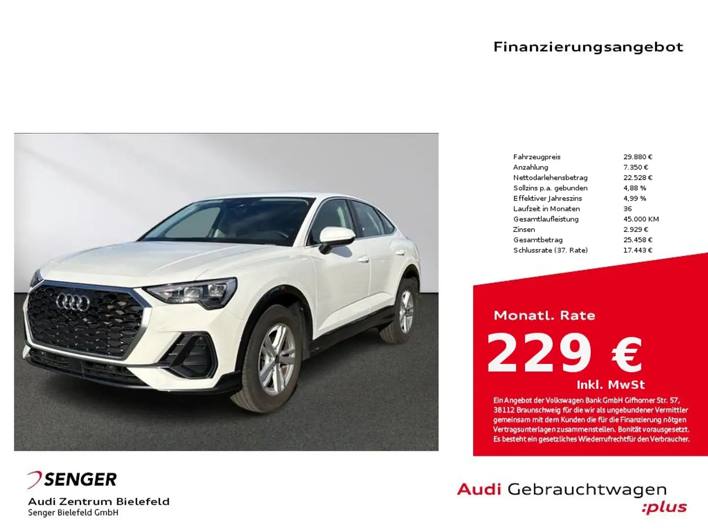 Audi Q3 Sportback 35 TDI quattro AHK RFK DigiCockpit Blanc - 1