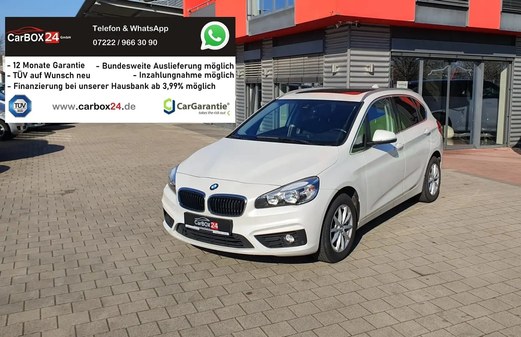 BMW 218 i Advantage, TÜV+Service NEU, Panoramadach Weiß - 1