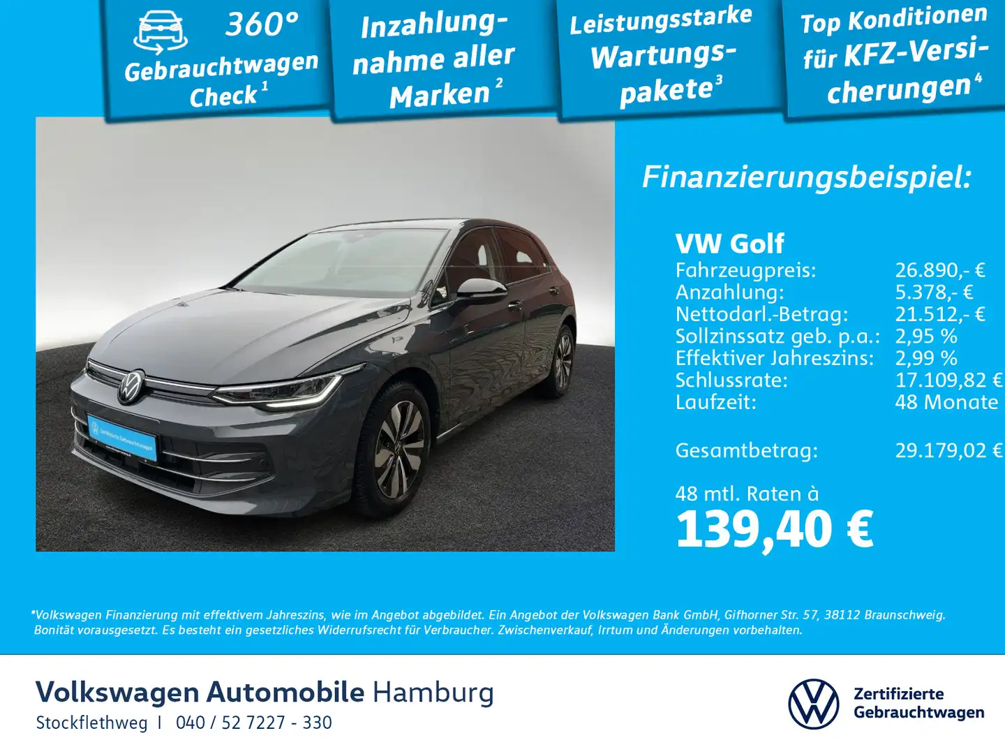 Volkswagen Golf VIII 1.5 eTSI Goal DSG Navi Sitzhzg LED ACC Grau - 1