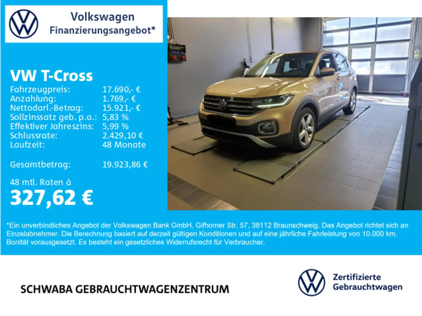 Volkswagen T-Cross Style 1.0 TSI DSG *ACC*LED*FRONT*SPUR*17 Beige - 1