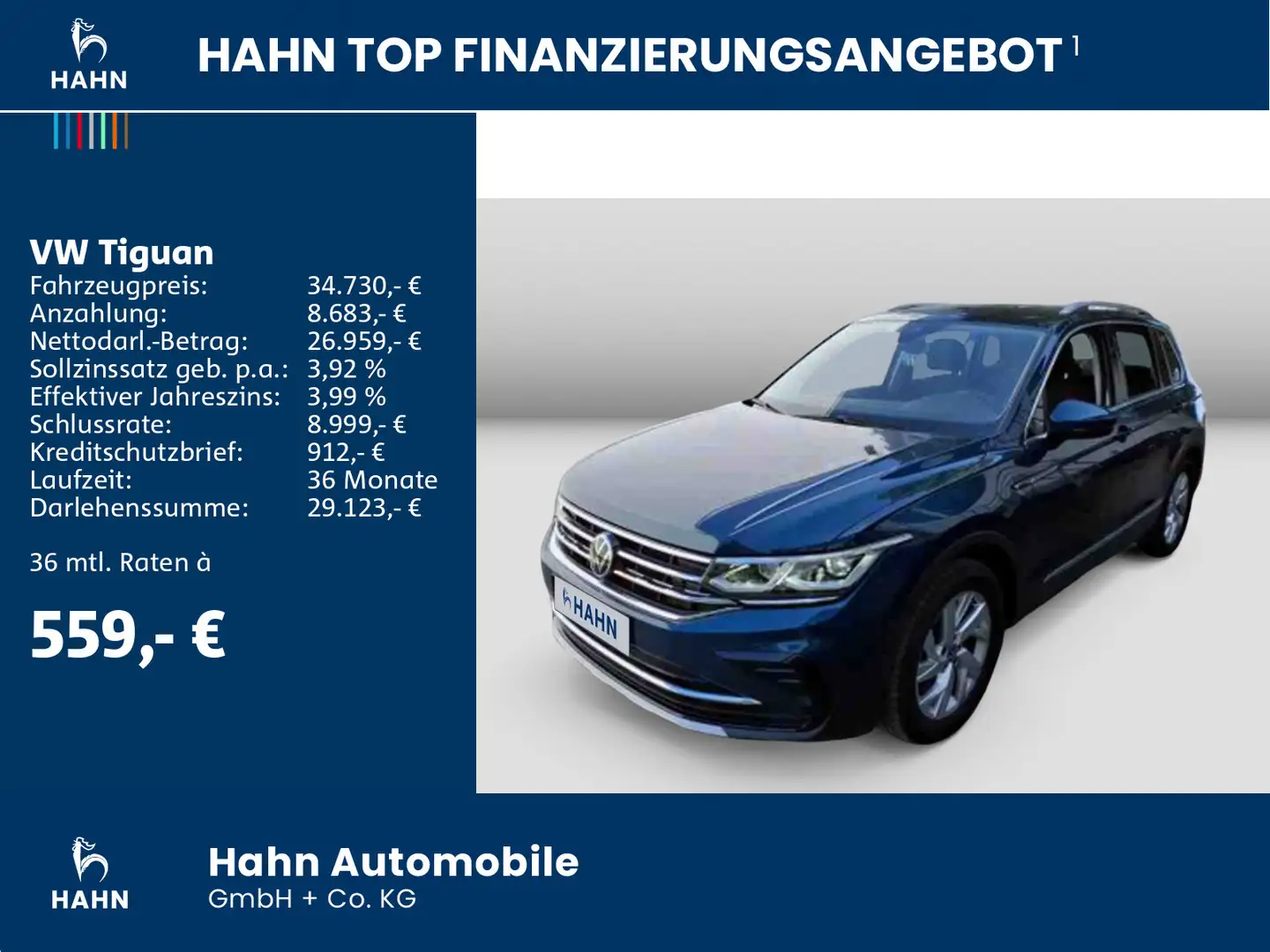 Volkswagen Tiguan 2.0TSI DSG 4Mo Elegance AHK Cam IQ.Light Blau - 2