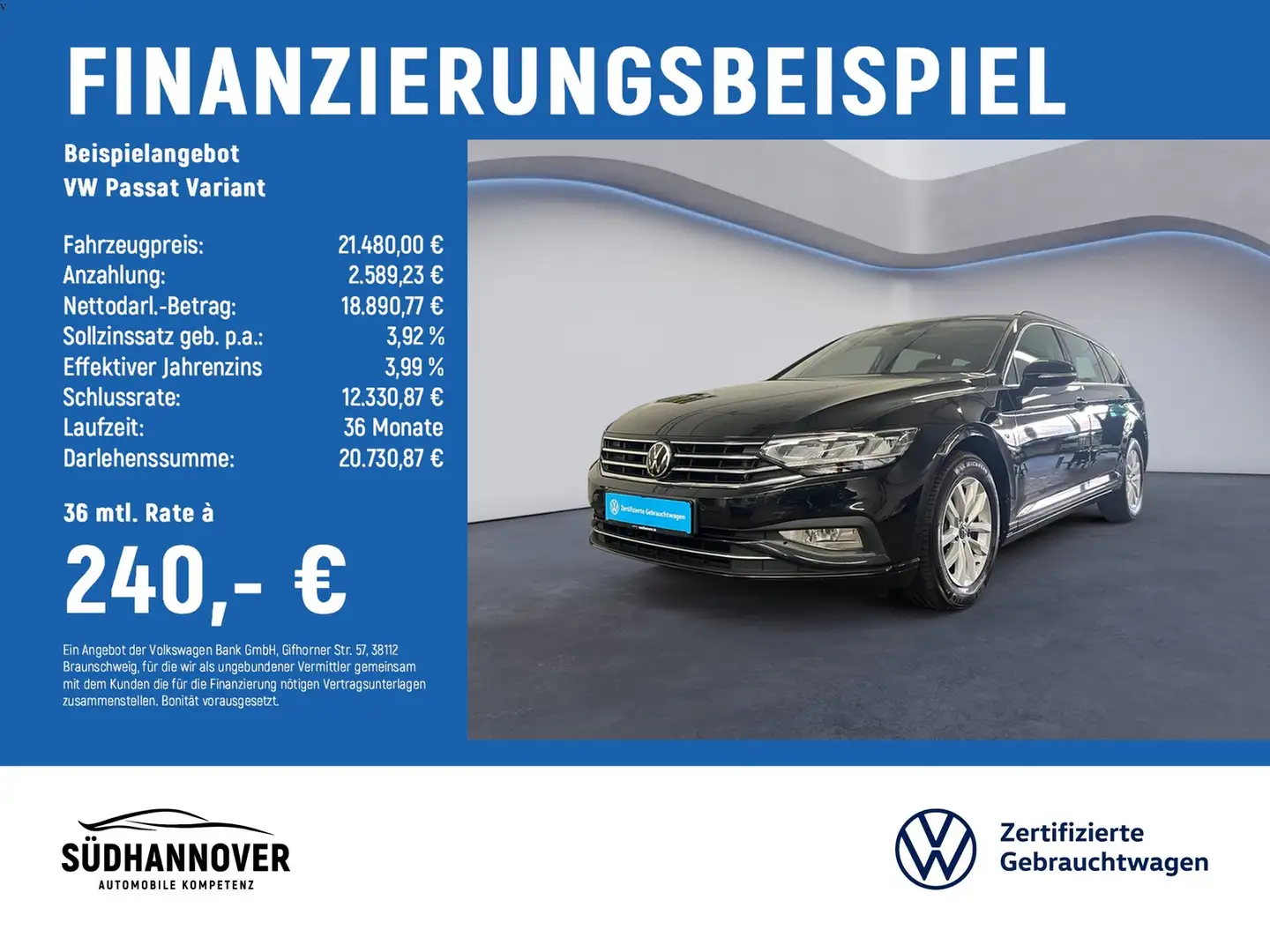 Volkswagen Passat Variant Business 2.0 TDI DSG NAVI+LED+SHZ Schwarz - 2