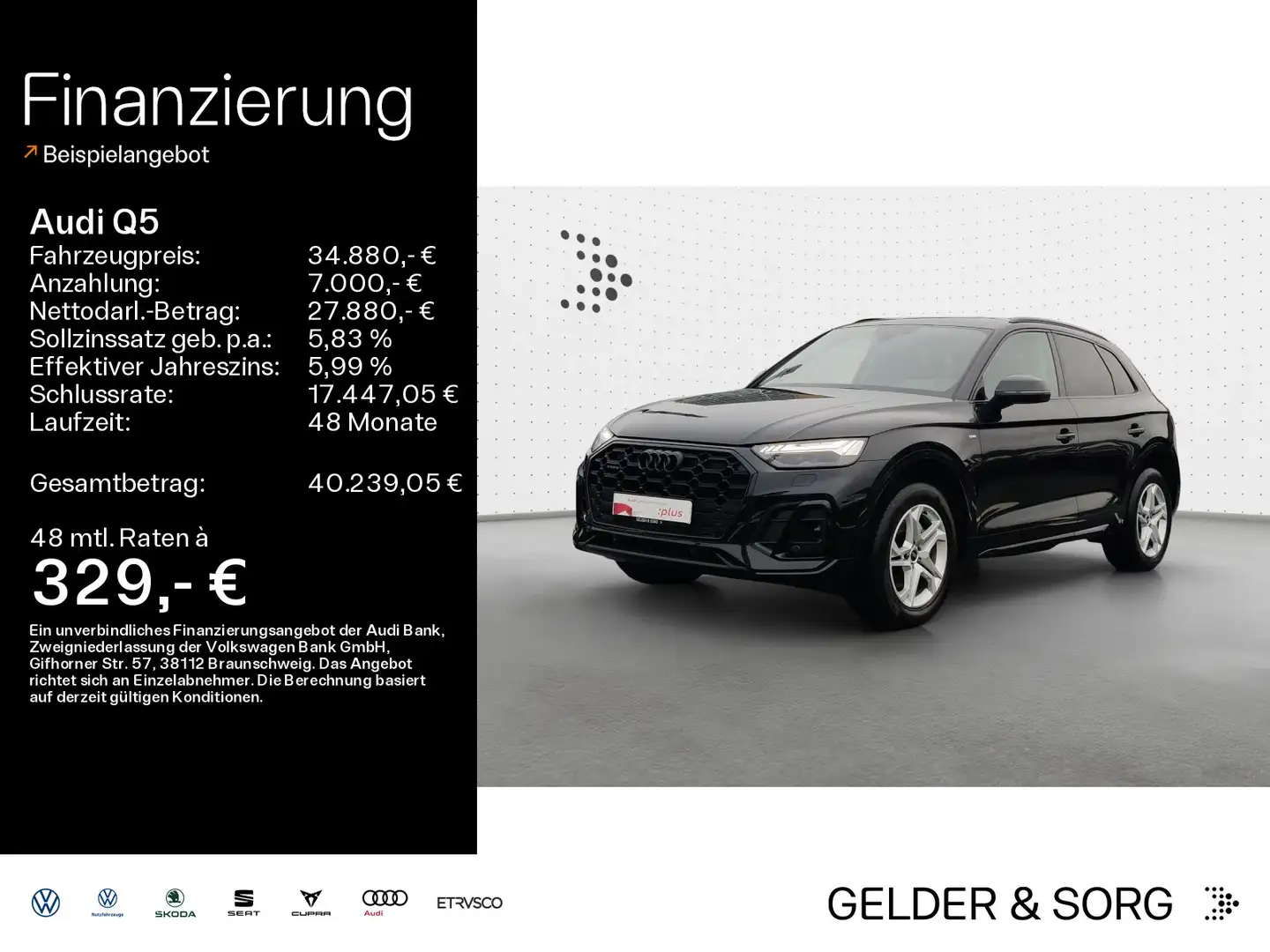 Audi Q5 40 TDI S line qu. Business*Matrix*RFK*GRA*VC+ Schwarz - 1