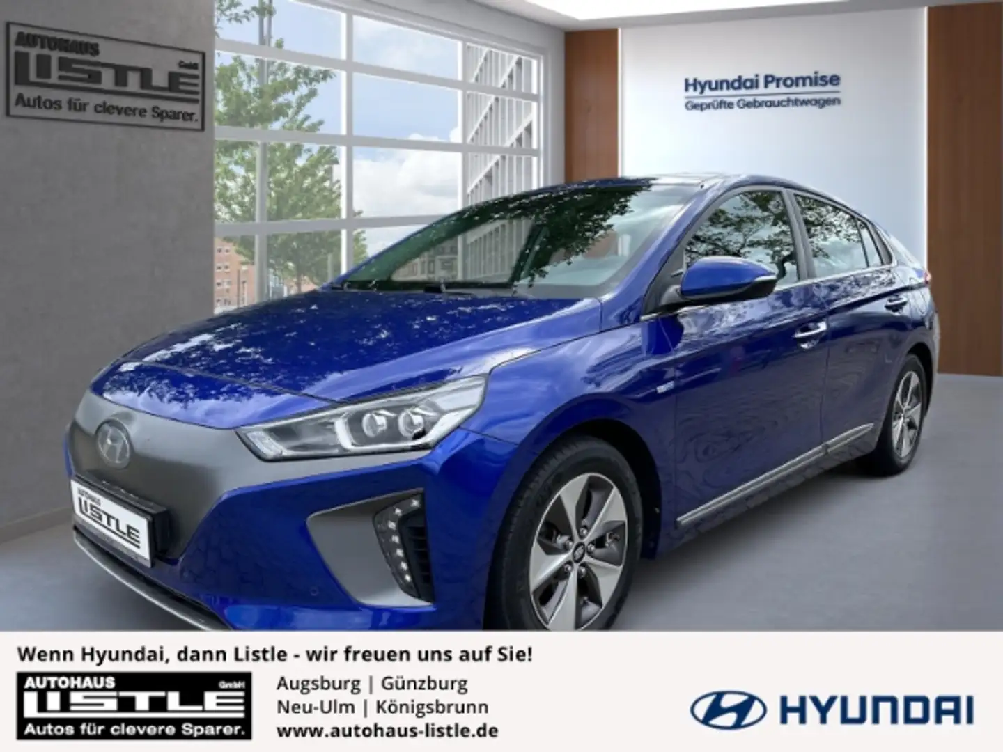 Hyundai IONIQ Premium Elektro +NAVI+KLIMA+PDC+LED+RFK+LEDER+UVM Blau - 1