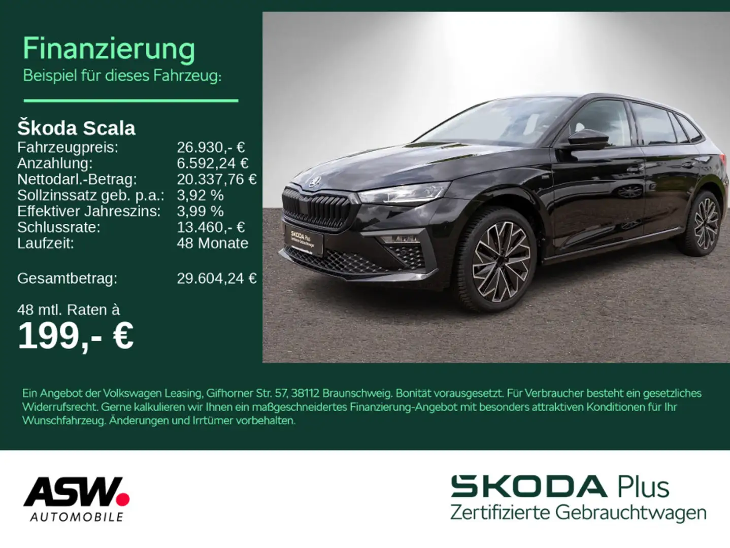 Skoda Scala Selection 1.5 TSI DSG Navi LED ACC RFK AHK Noir - 1