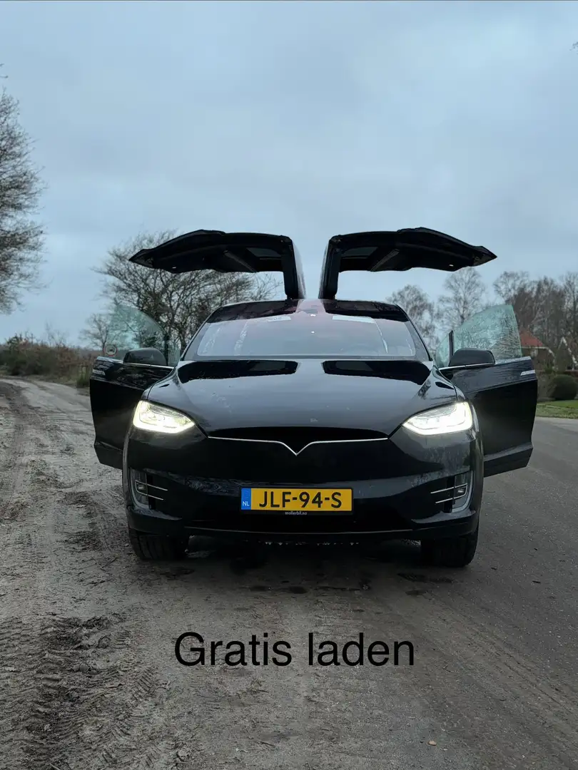 Tesla Model X 90D 7p.|FREECHARGE|Leer|20Inch|haak|free internet Zwart - 1