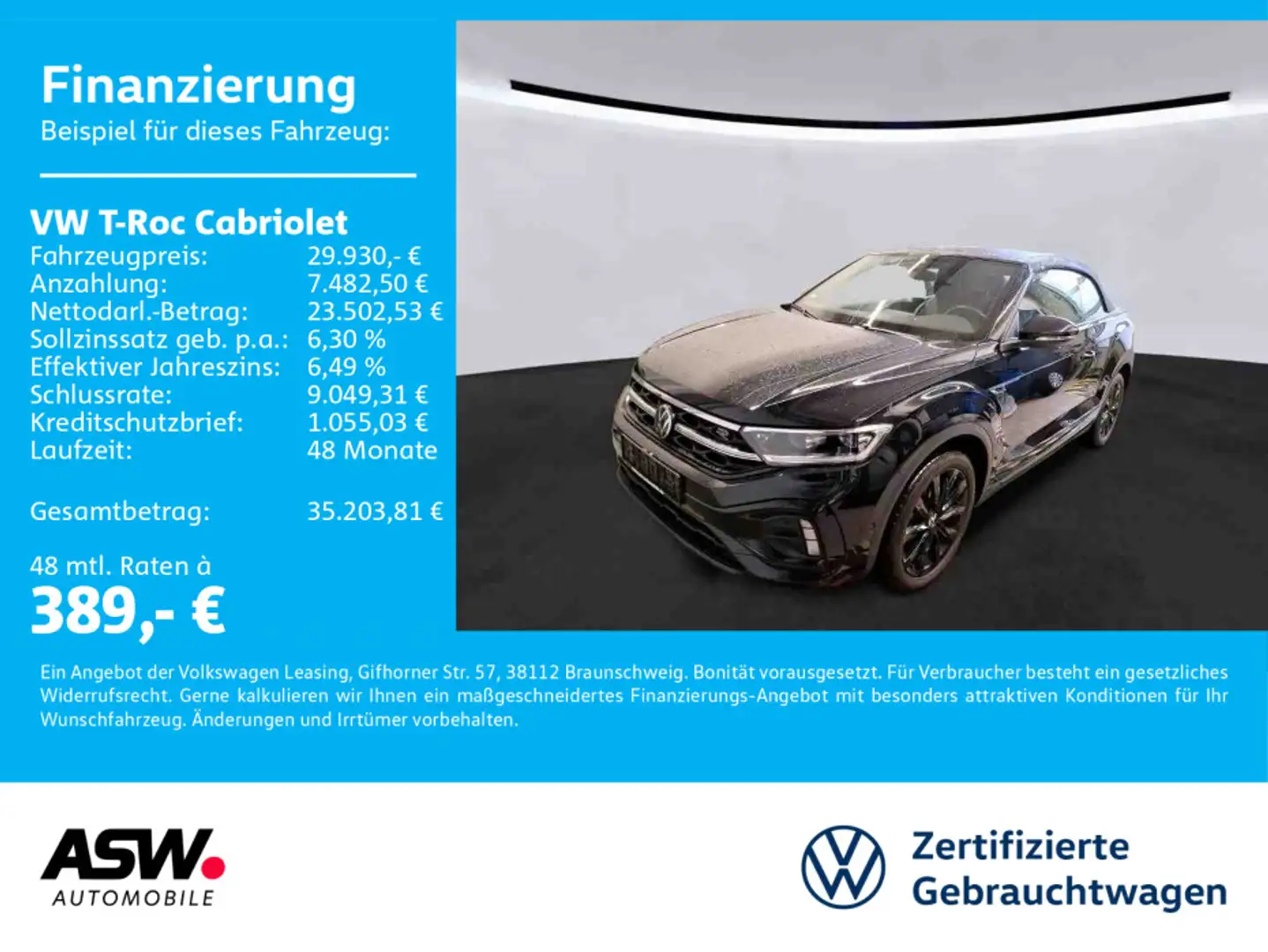 Volkswagen T-Roc R-Line 1.5 TSI DSG Leder Standhz Schwarz - 1