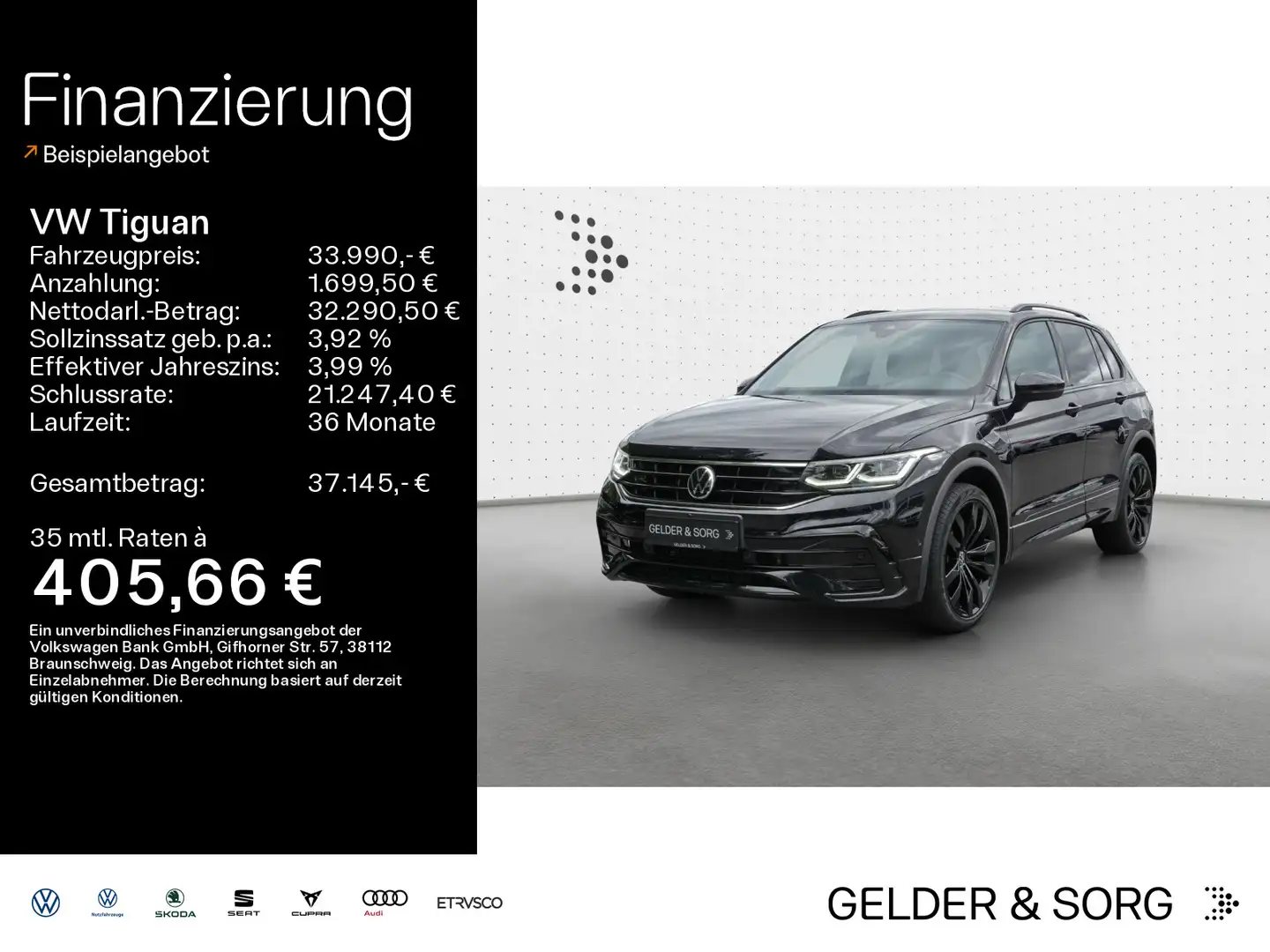 Volkswagen Tiguan R-Line Leder*20Z*Matrix*Navi*AHK*Digital Noir - 1