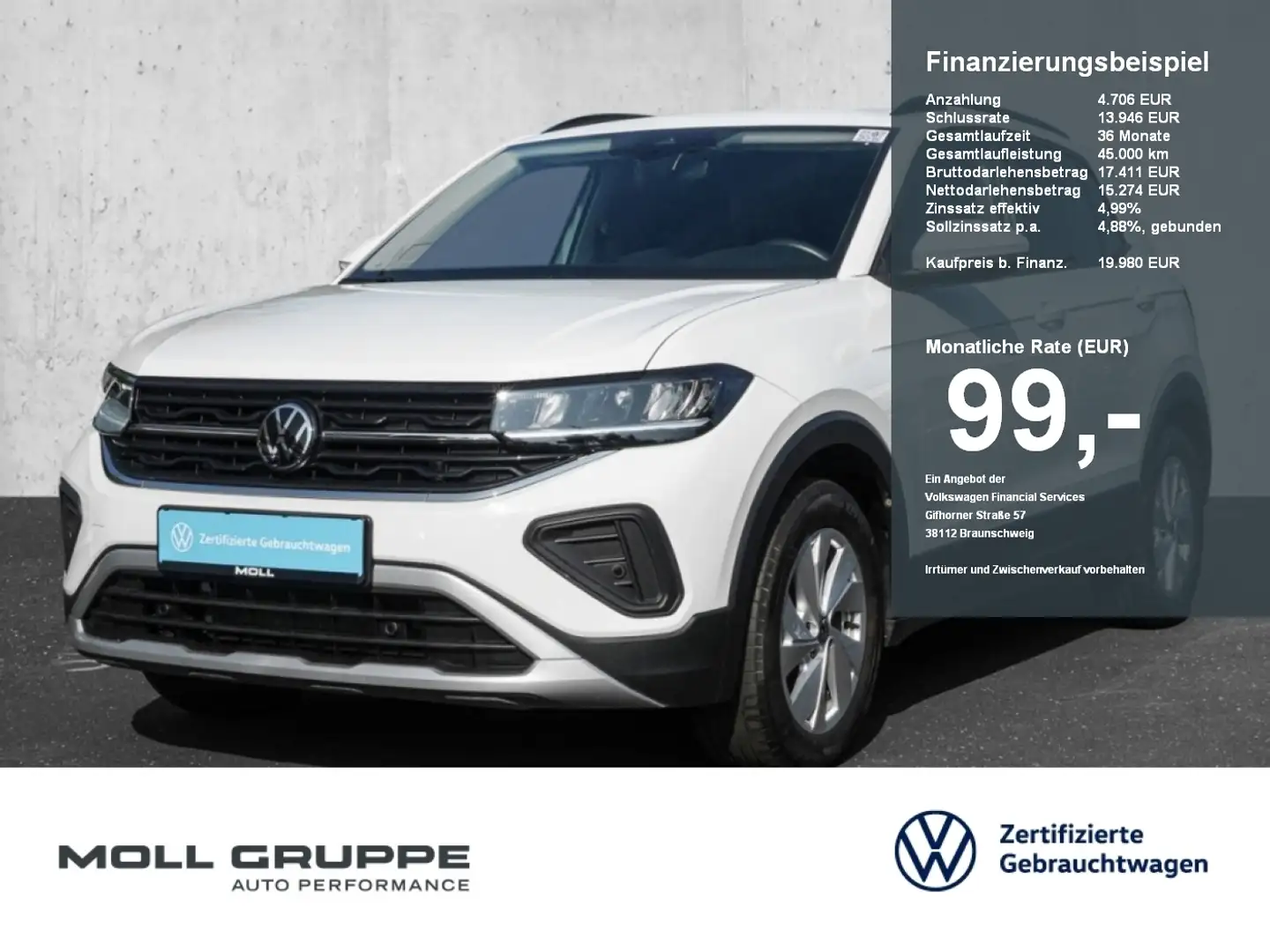 Volkswagen T-Cross 1.0 TSI Life LED ACC PDC DYNLI KLIMAA Wit - 1