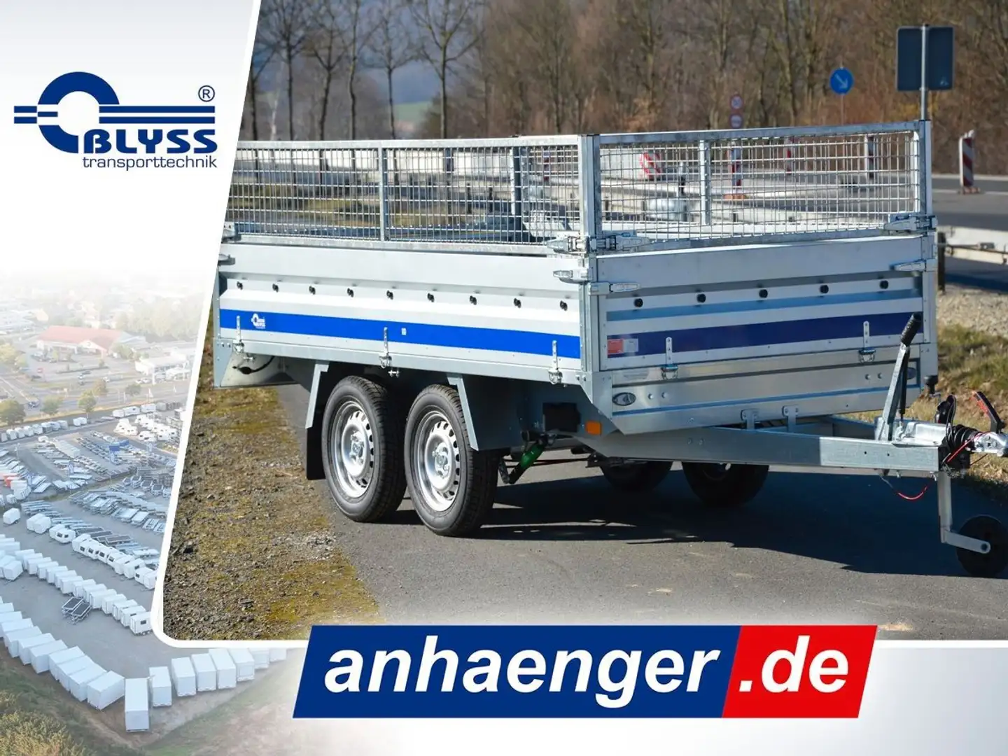Blyss PKW Anhänger 304x160x78cm Hochlader 1500 kg GG - 1