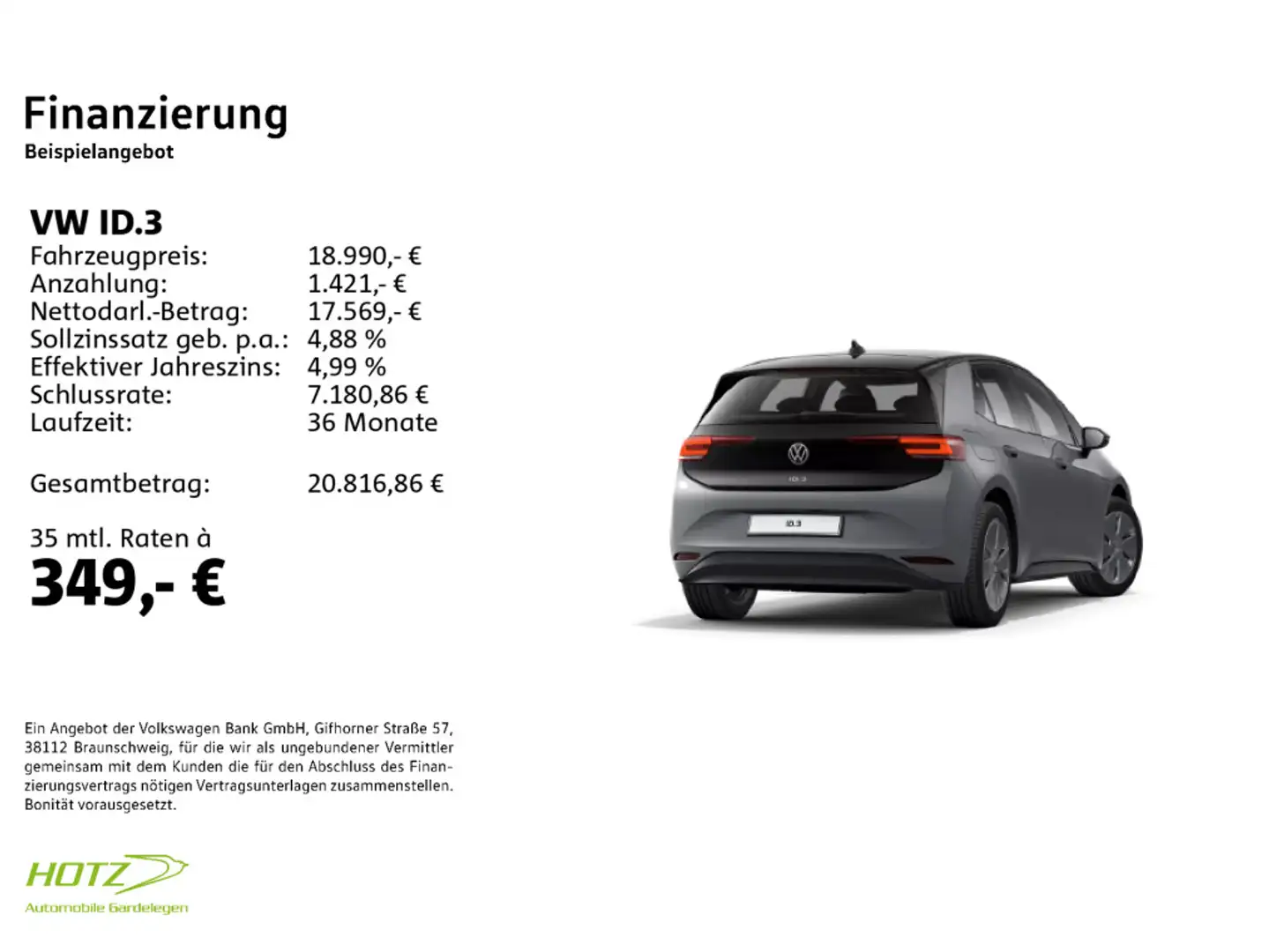 Volkswagen ID.3 Pure Performance LED/APP/PDC Grau - 2