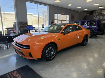 Orange 2026 Dodge Charger Daytona Daytona Scat Pack Plus Coupe AWD Coupe All-Wheel Drive 8-Speed Automatic