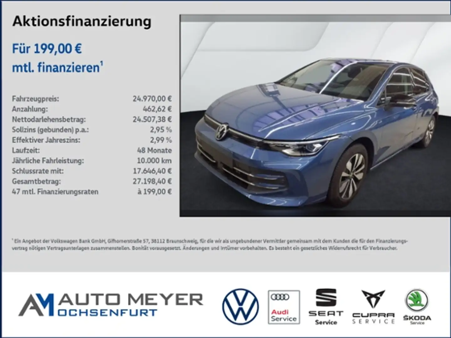 Volkswagen Golf VIII GOAL 1.5 TSI Navi AHK LED-Plus Travel Assist Blau - 1