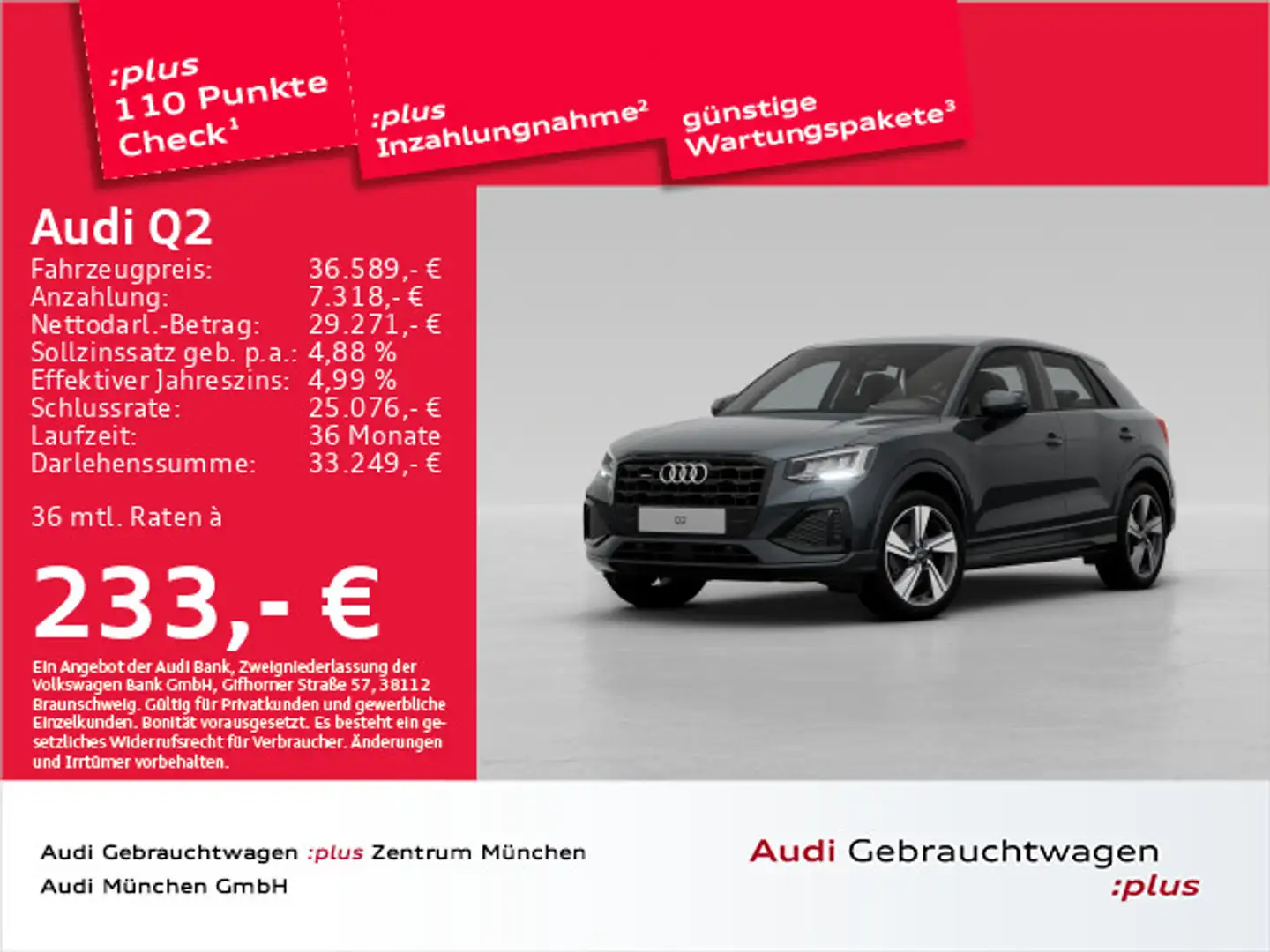 Audi Q2 40 TFSI qu. S tronic avanced Leder/Navi+/ACC/ Grau - 1