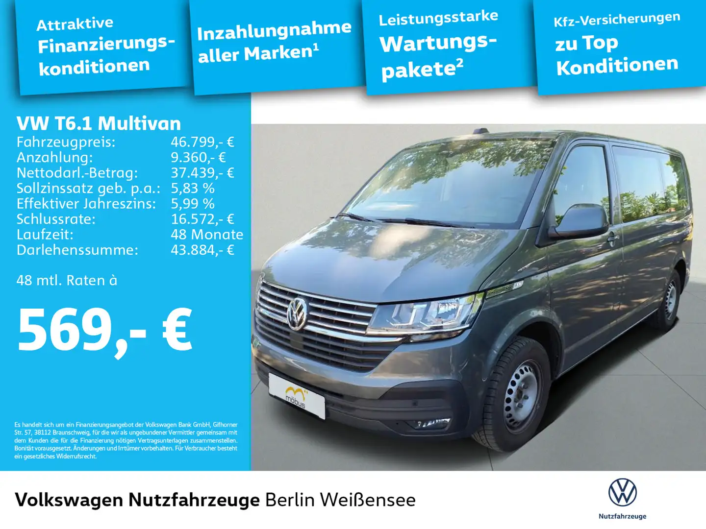 Volkswagen T6.1 Multivan 2.0 TDI DSG*COMFORTLINE*7-SITZ*NAV Grau - 2