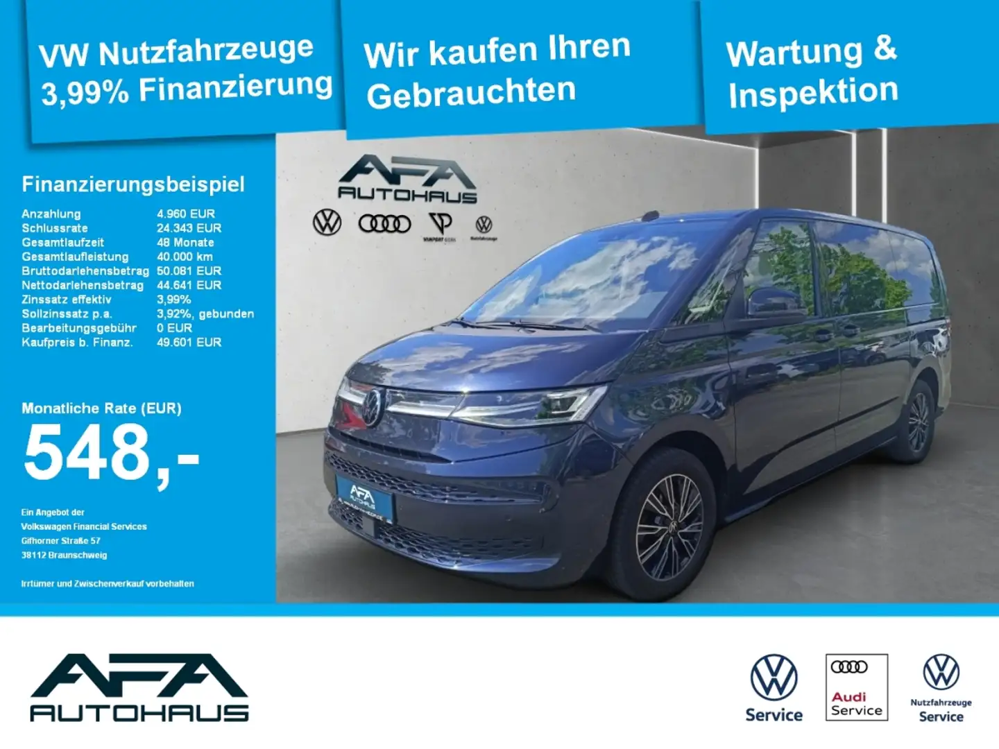 Volkswagen T7 Multivan 2.0 TDI DSG IQ.Light*Pano*StdHz*RFK Blau - 1