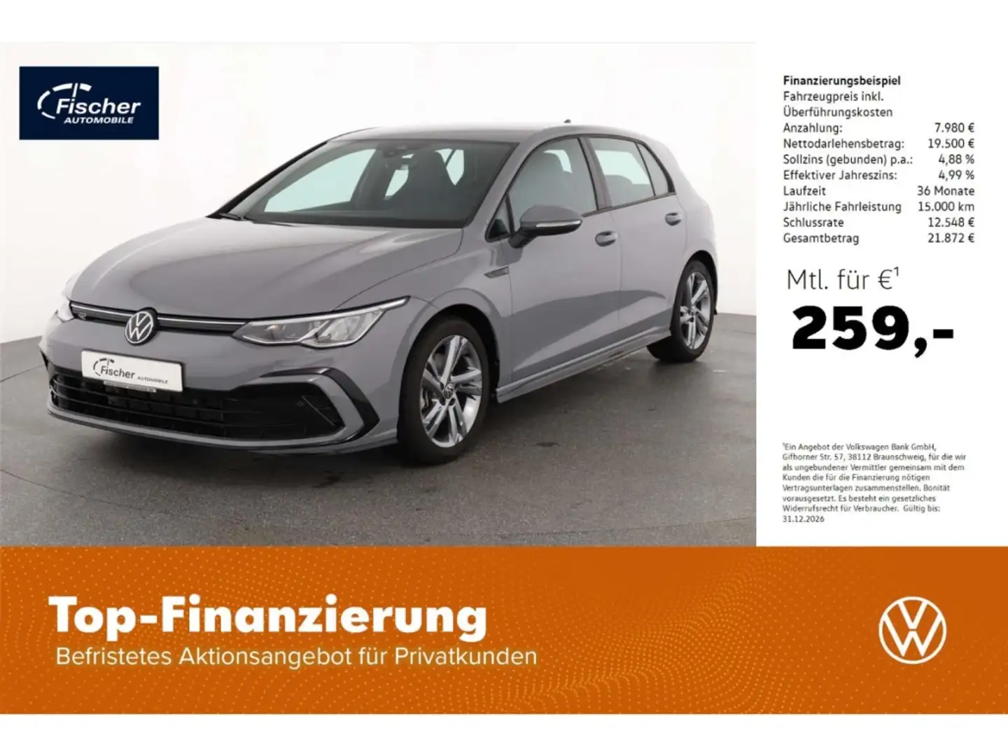 Volkswagen Golf 2.0 TSI R-Line DSG NAV/LED/RFK/DC/DAB+ Grau - 1