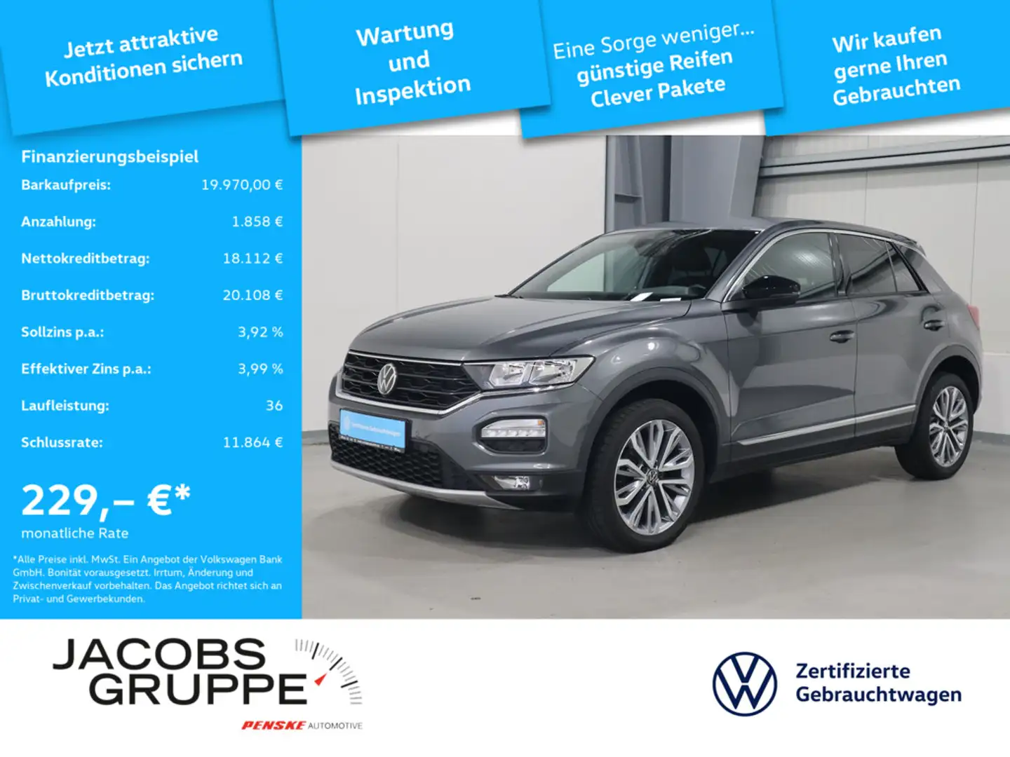 Volkswagen T-Roc 1.0 TSI United Navi*AID*ACC*CAM United Grau - 1
