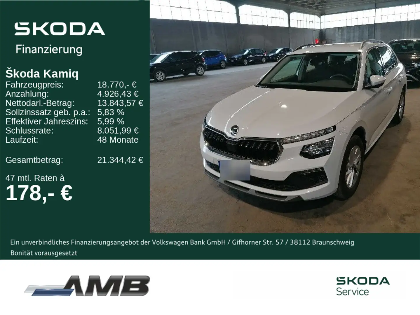 Skoda Kamiq Selection 1.0 TSI LED/Klima/Einparkhilfe Weiß - 1