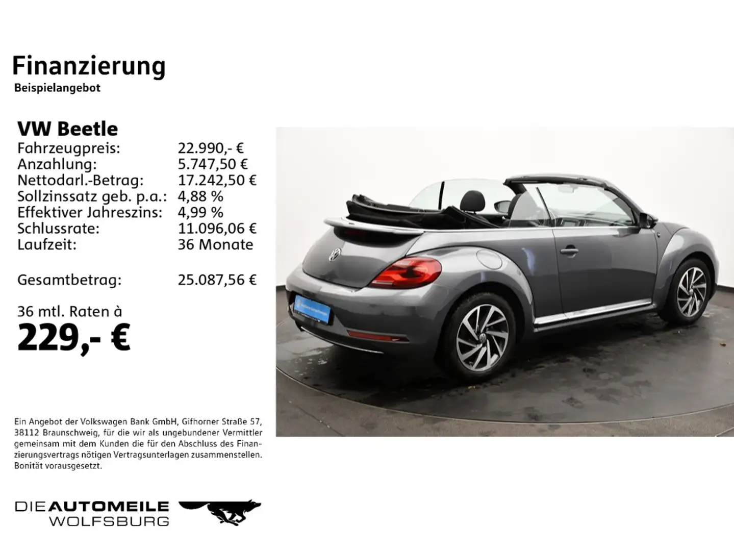 Volkswagen Beetle Cabriole Design Gri - 2