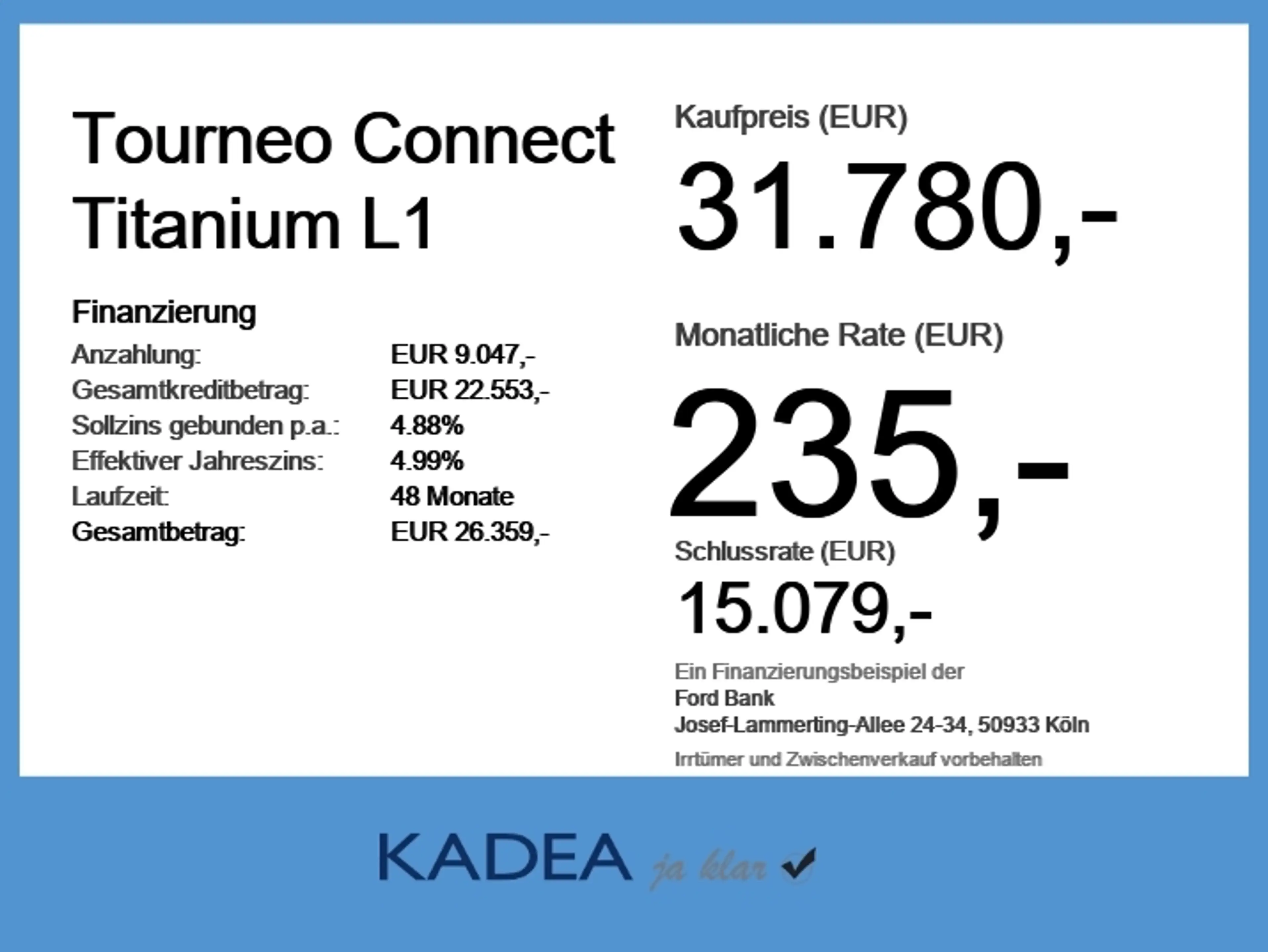 Ford Tourneo Connect Titanium L1 iACC*NAVI*TWA*CAM*PDC — photo 6