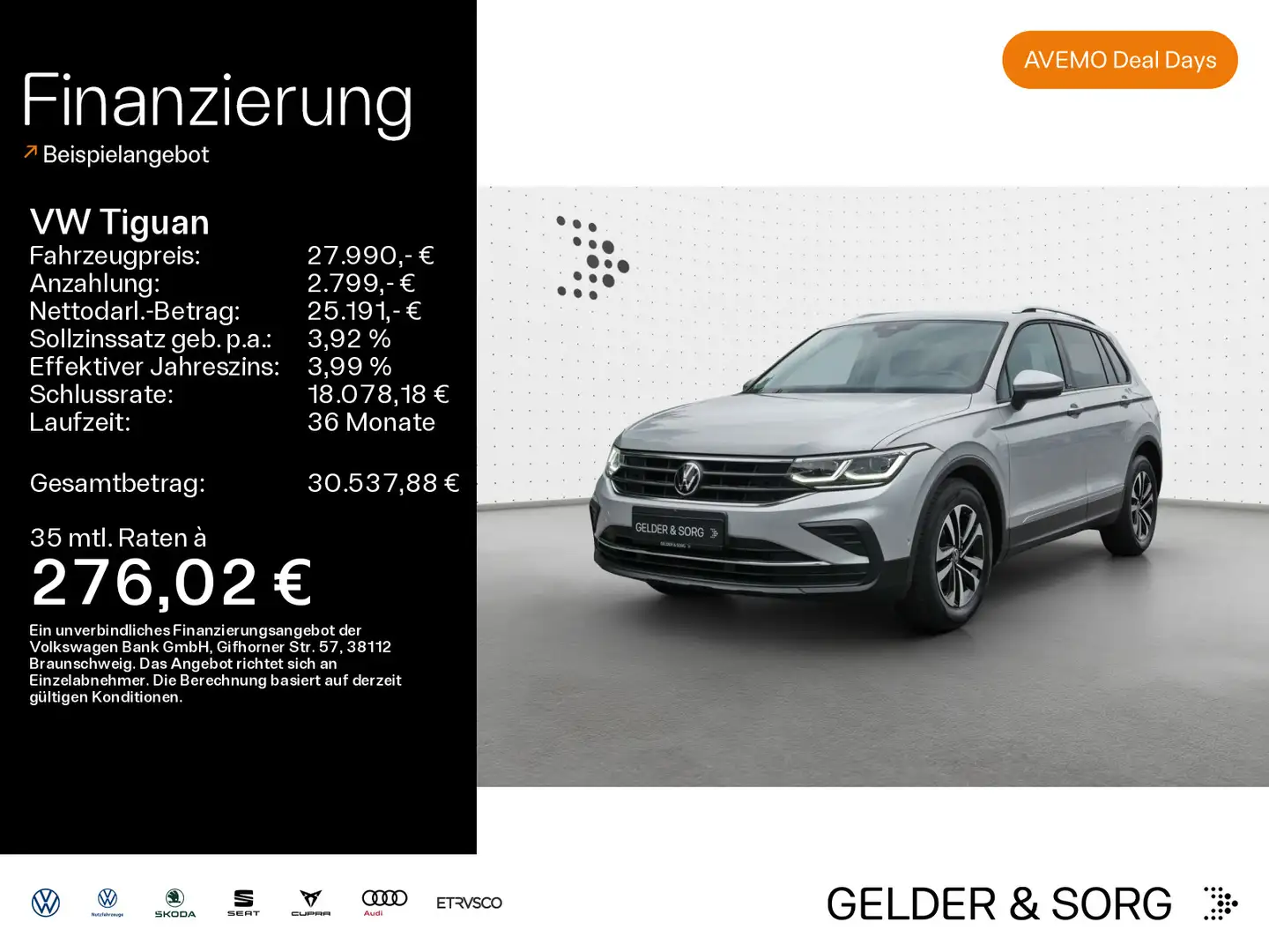 Volkswagen Tiguan Life United 2.0 TDI Stand*Matrix*ACC*Navi Silber - 1