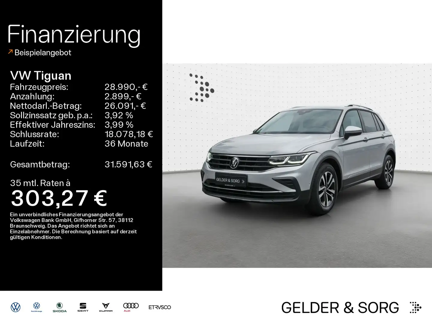 Volkswagen Tiguan Life United 2.0 TDI Stand*Matrix*ACC*Navi Silber - 1