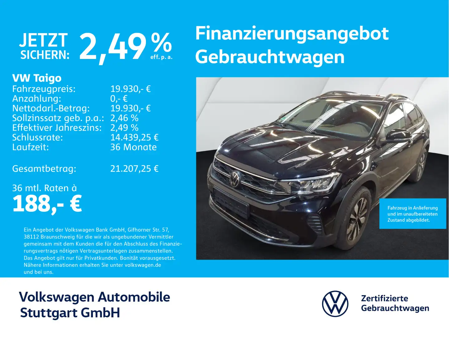 Volkswagen Taigo Goal 1.0 TSI Navi LED ACC SHZ PDC Schwarz - 1