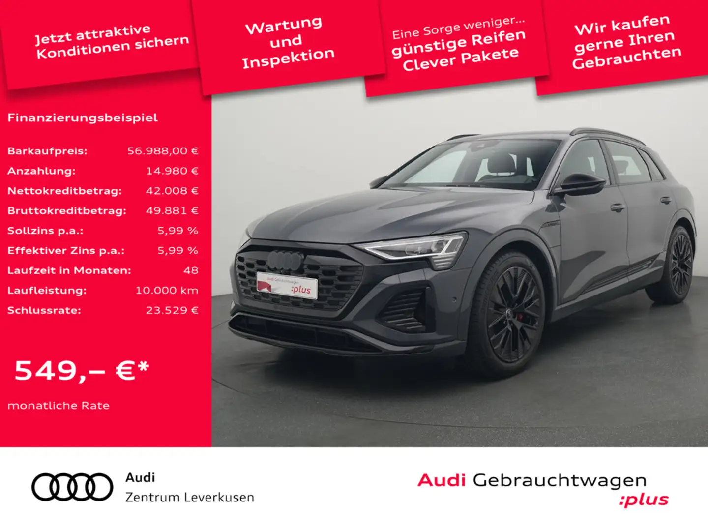 Audi Q8 e-tron 50 quattro 360° MATRIX PANO B&O HUD Gris - 1