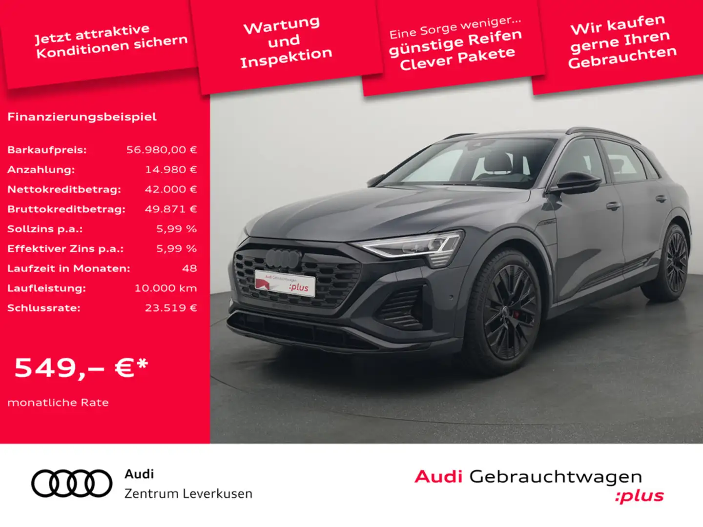 Audi Q8 e-tron 50 quattro 360° MATRIX PANO B&O HUD Grigio - 1