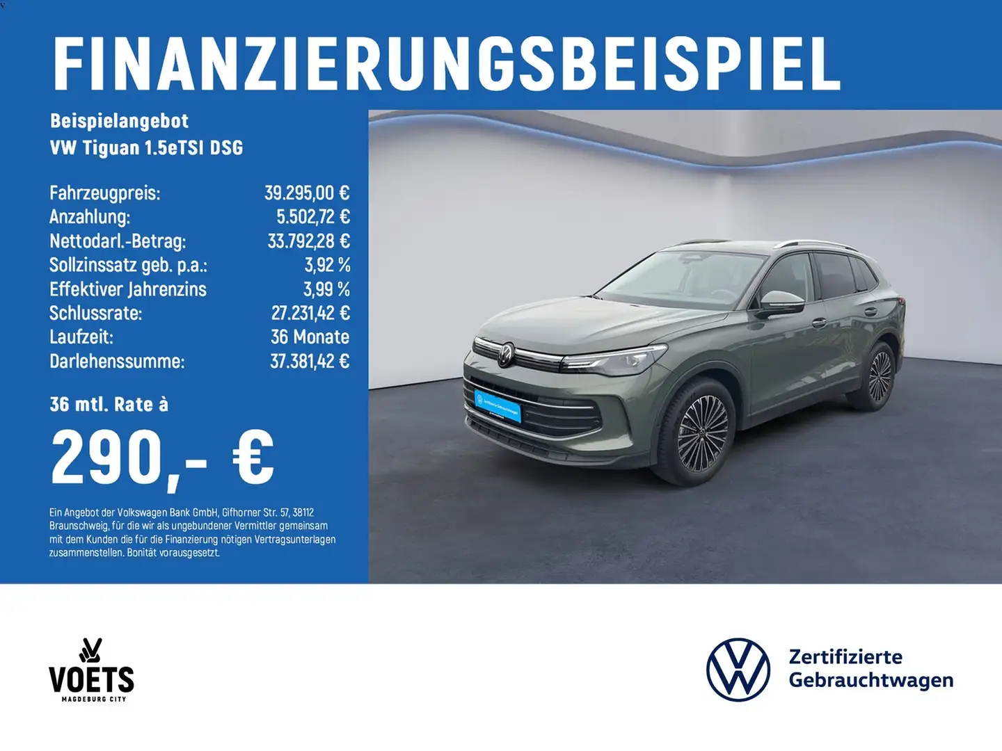 Volkswagen Tiguan 1.5eTSI DSG Life DSG+AHK+KAM+HARMAN Grün - 2