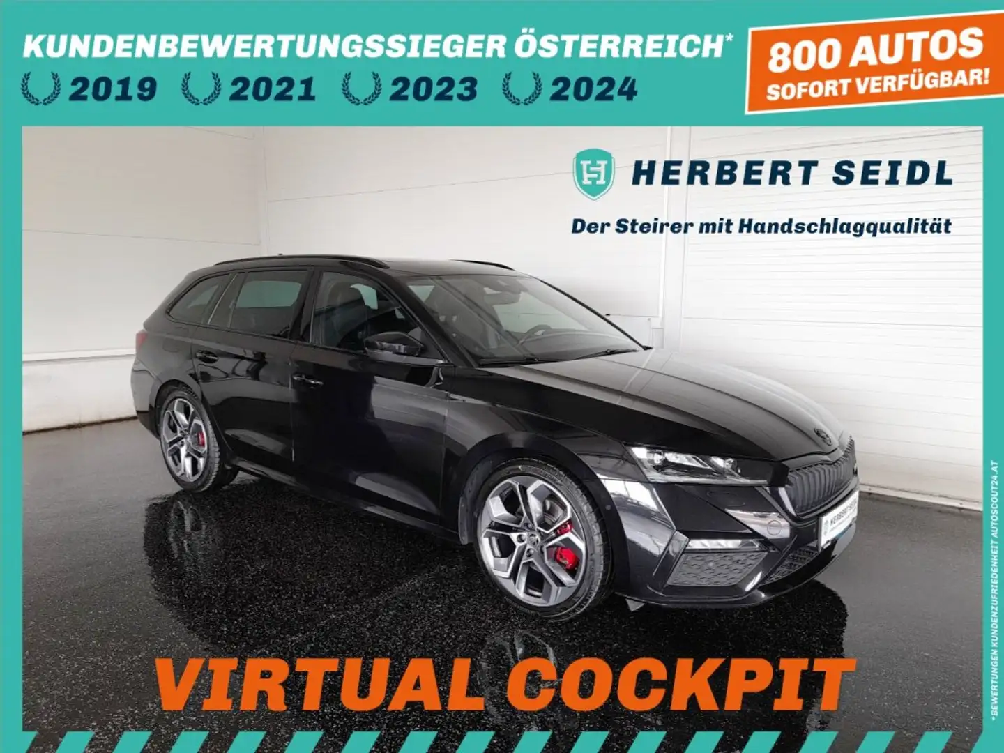 Skoda Octavia Combi "RS PLUS" 4x4 2,0 TDI DSG *SKY / RS-EXKLUSIV INTERIEUR / 19 ZOLL / HEAD-UP / VIRTUELL / NAVI / AHV / MEMORY & MASSA Schwarz - 1