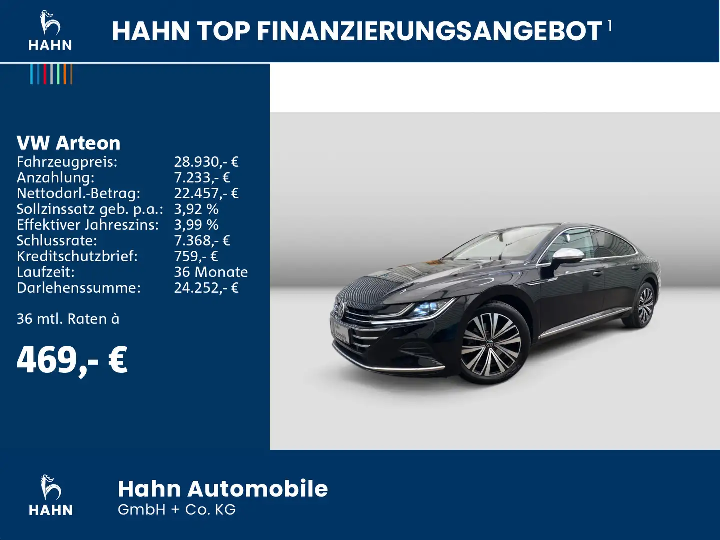 Volkswagen Arteon 2.0TDI DSG Elegance ACC Cam LED Sitzh Nav Schwarz - 2