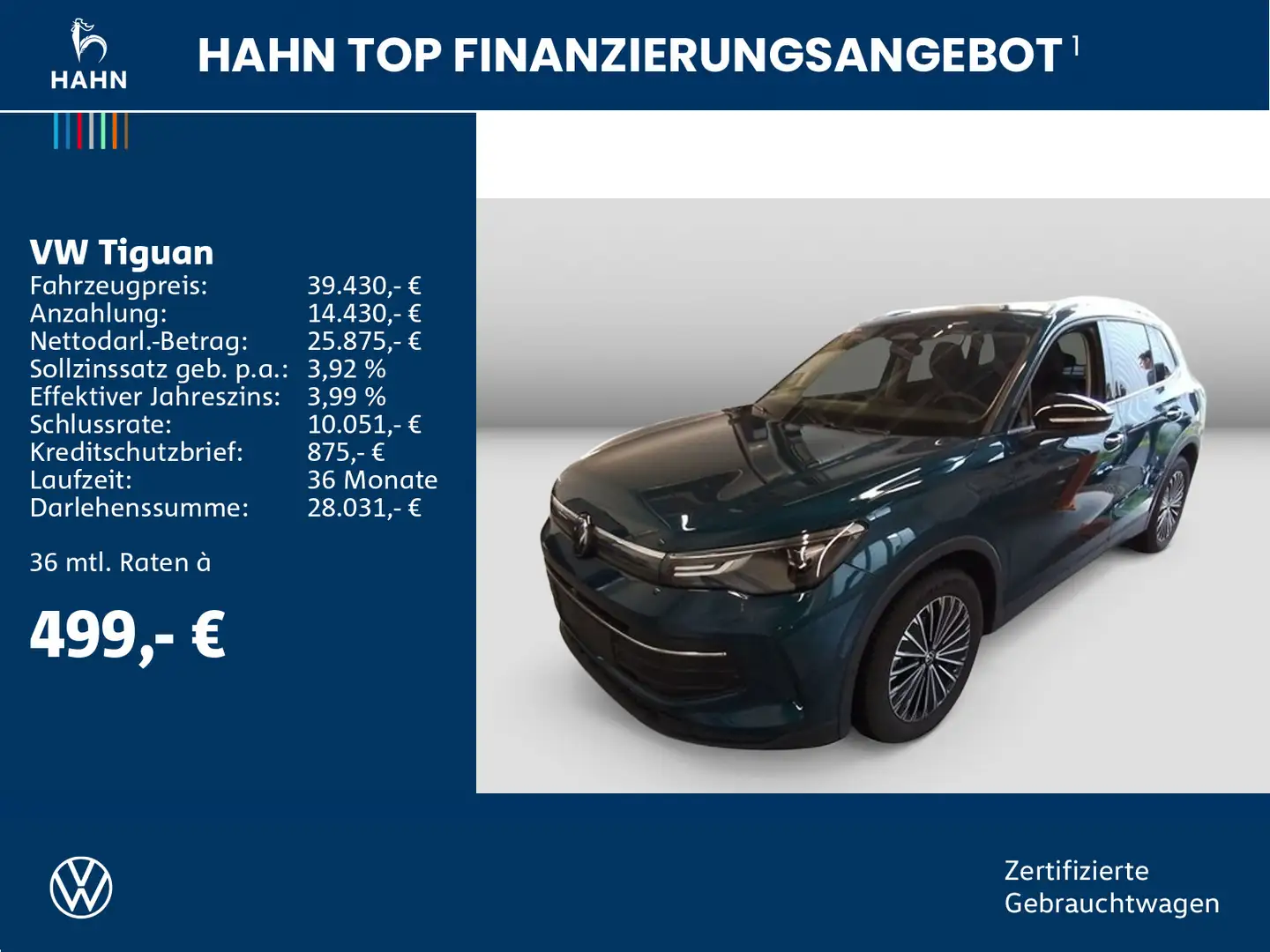 Volkswagen Tiguan 1.5TSI DSG Goal AHK AreaV Pano Standheiz Blau - 2