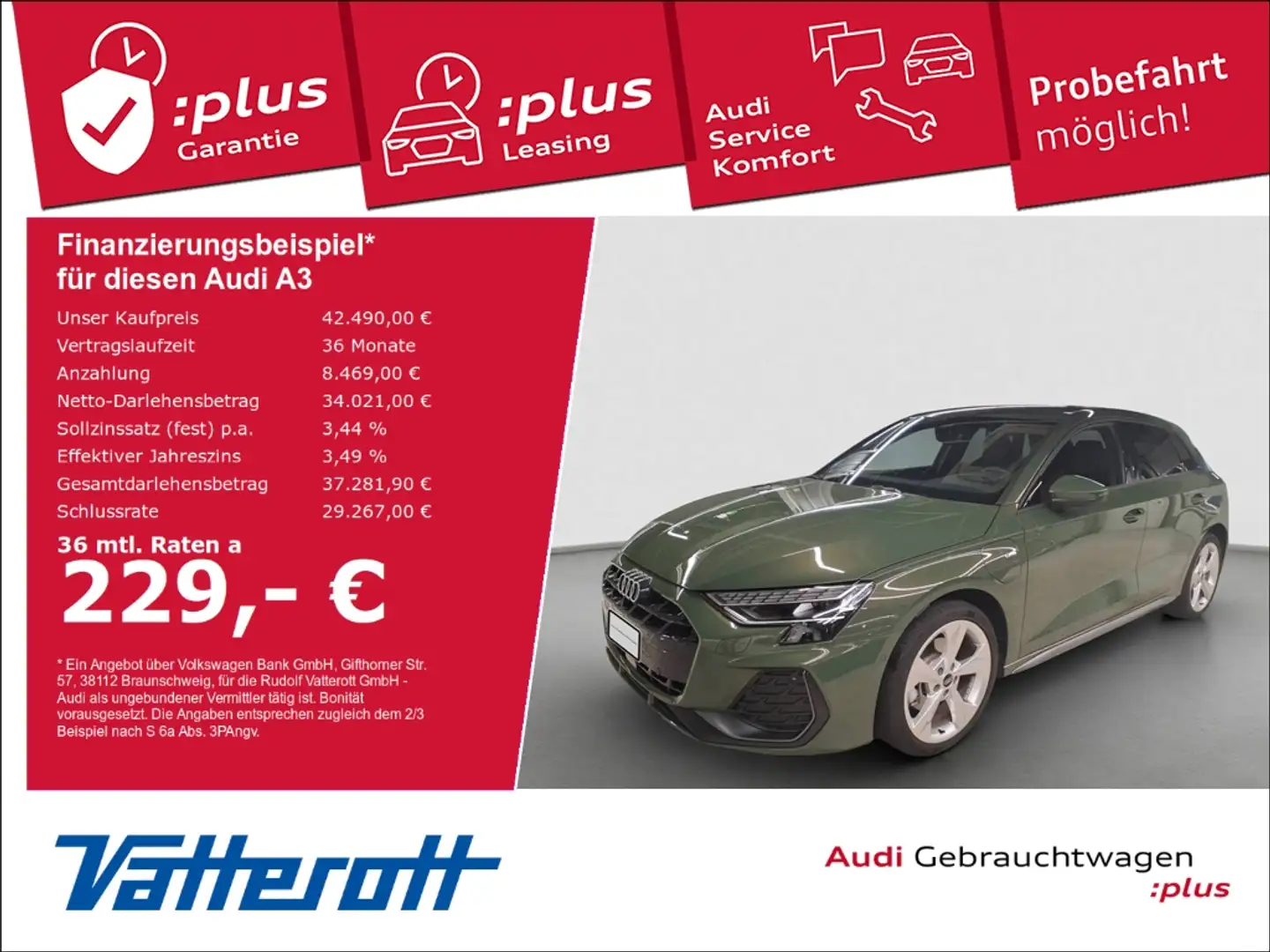 Audi A3 Sportback 40 TFSIe S line AHK SONOS Navi Matrix Grün - 1