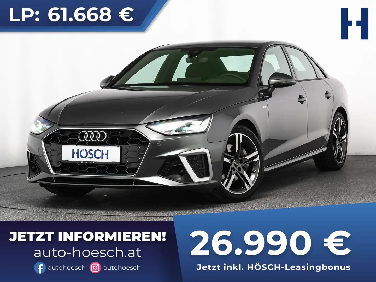 Audi A4 40 TDI S-LINE HEAD-UP ACC ASSISTENZ R-KAM ++ Grau - 1