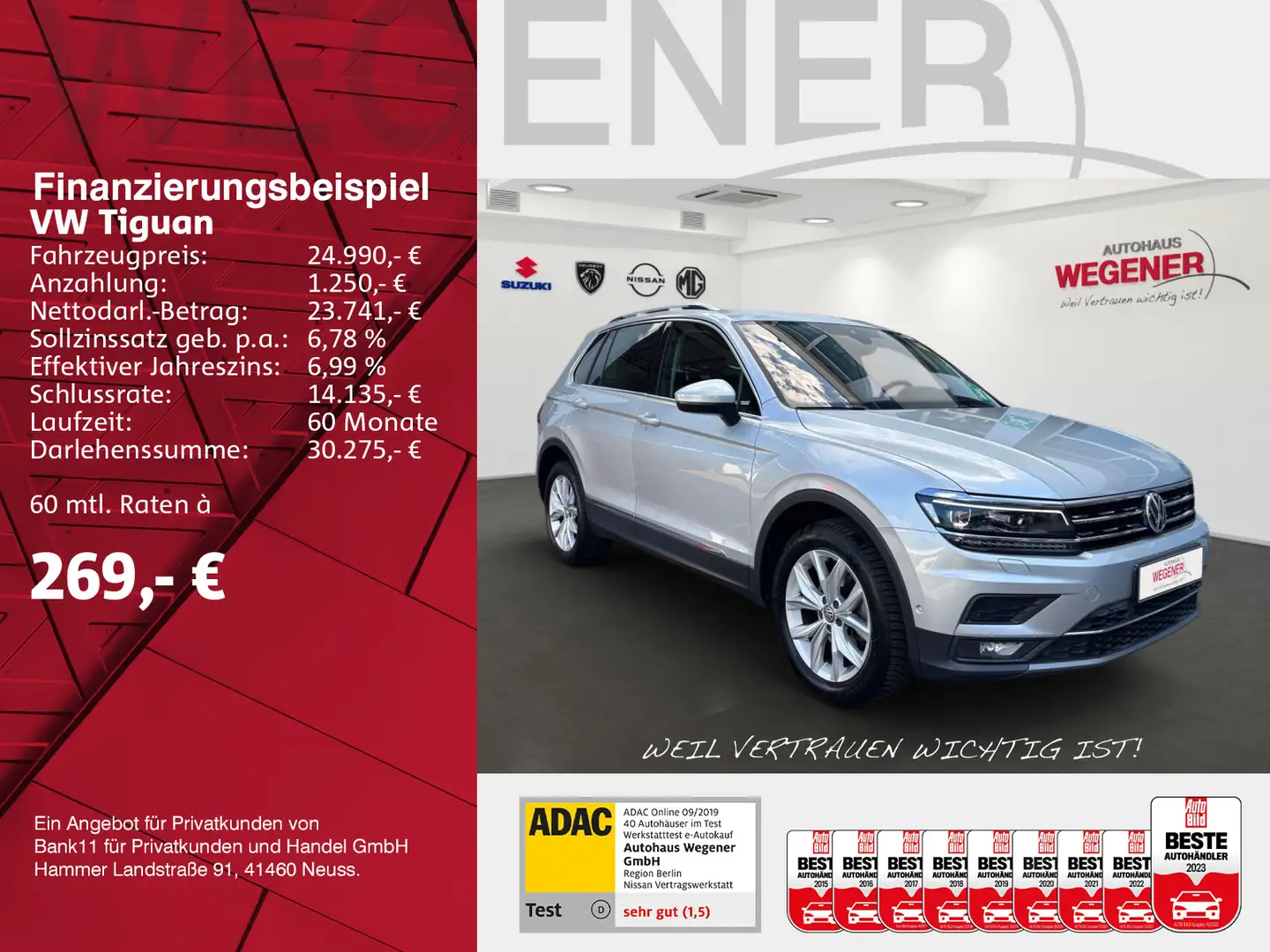 Volkswagen Tiguan Highline 4Motion,Soundsystem,LED,Kamera Silber - 2