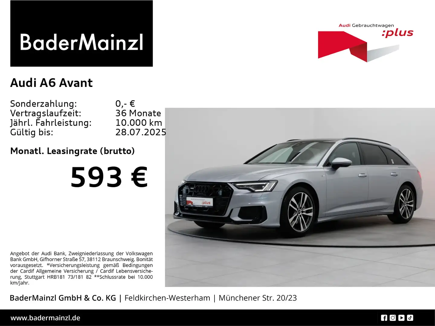 Audi A6 50 TDI quattro S line AHK Pano Matrix Silber - 1