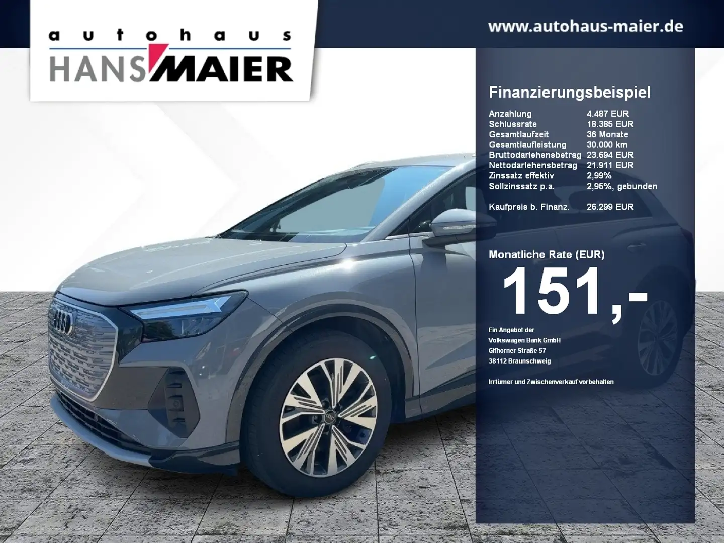 Audi Q4 e-tron basis Pano Kam.Navi+ VC LED Grau - 1