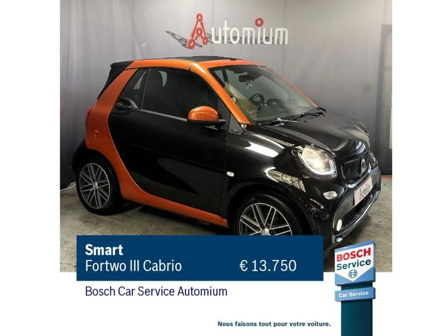 smart forTwo III Cabrio 280€ x 60m Fekete - 1
