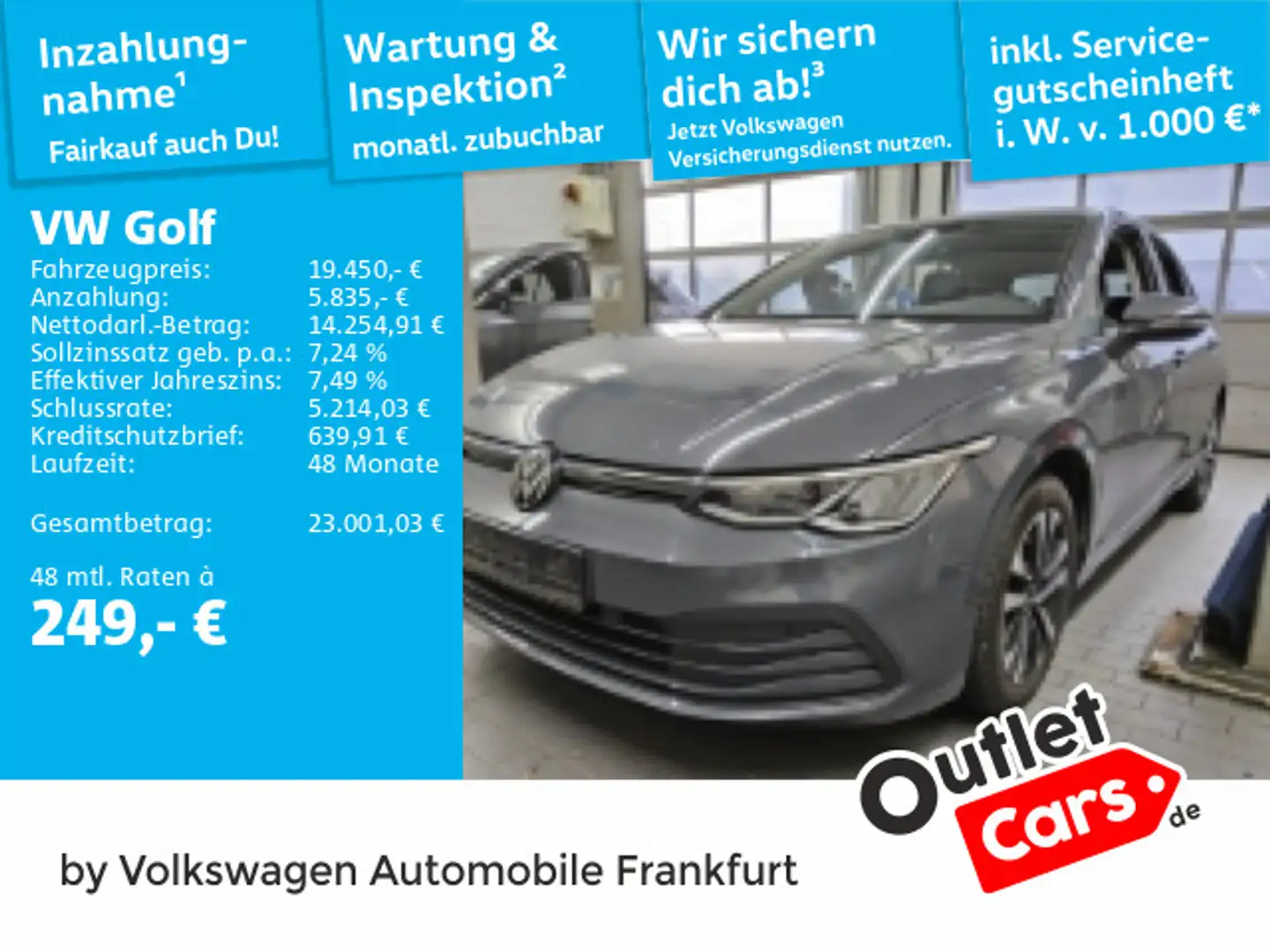 Volkswagen Golf VIII 2.0 TDI DSG United Navi LED DAB+ Front Gris - 1