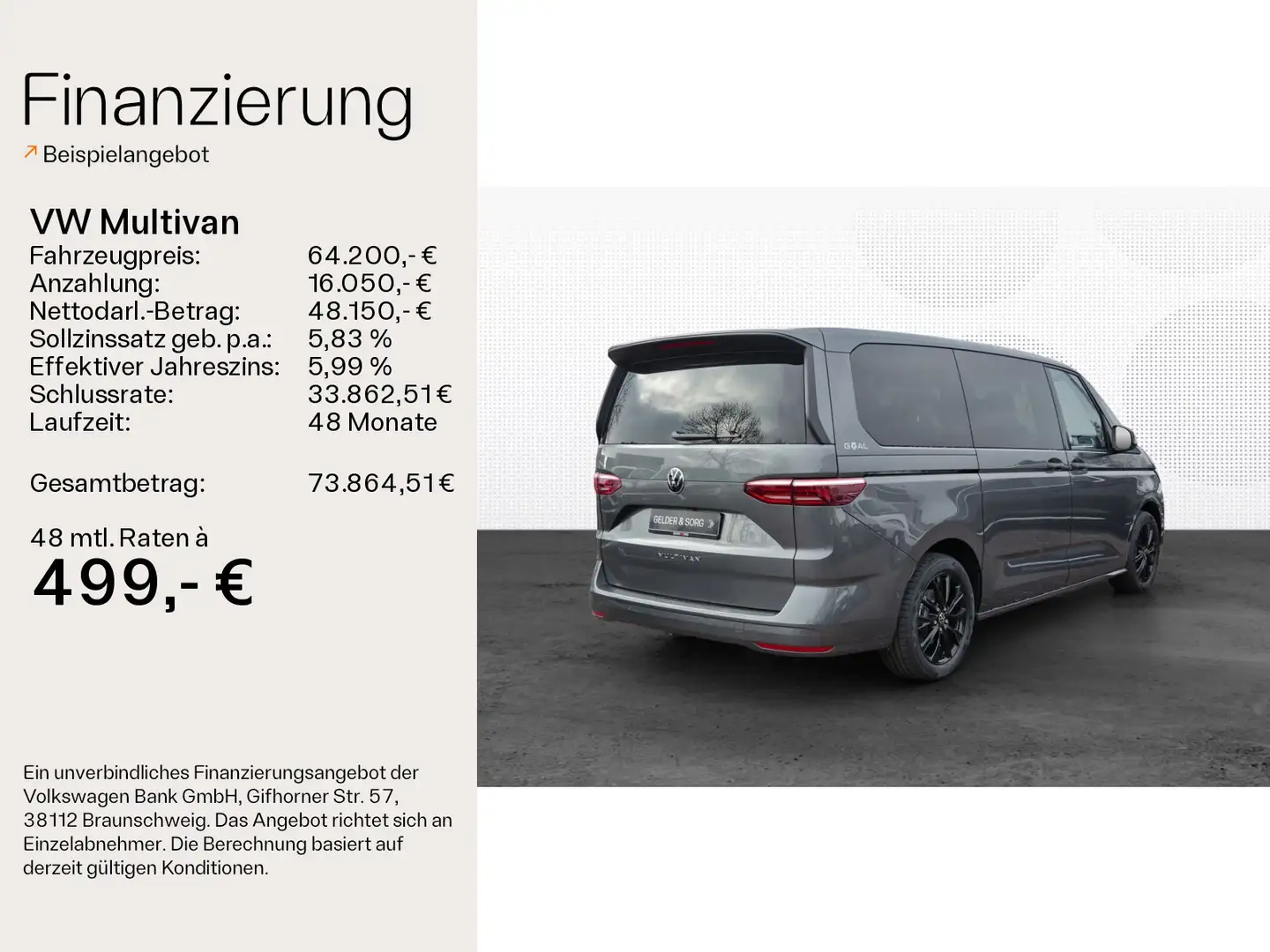 Volkswagen T7 Multivan T7 Multivan GOAL TDI DSG LÜ *Vis-a-Vis*AHK*Navi* Grau - 2