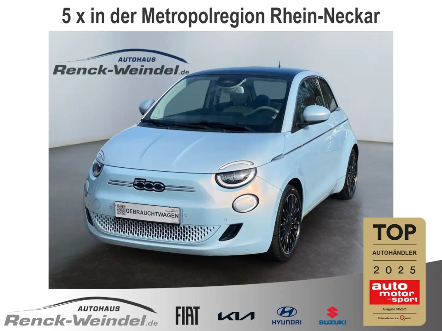 Fiat 500e la Prima Navi Klimaautom SHZ PDC Rückfahrkam. Kom- Blau - 1