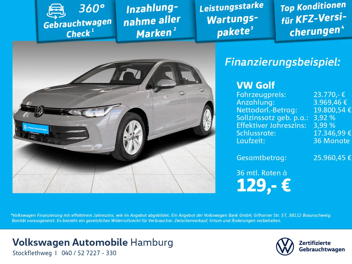 Volkswagen Golf VIII 1.5 TSI Navi HeadUp 360°Cam CarPlay Gris - 1
